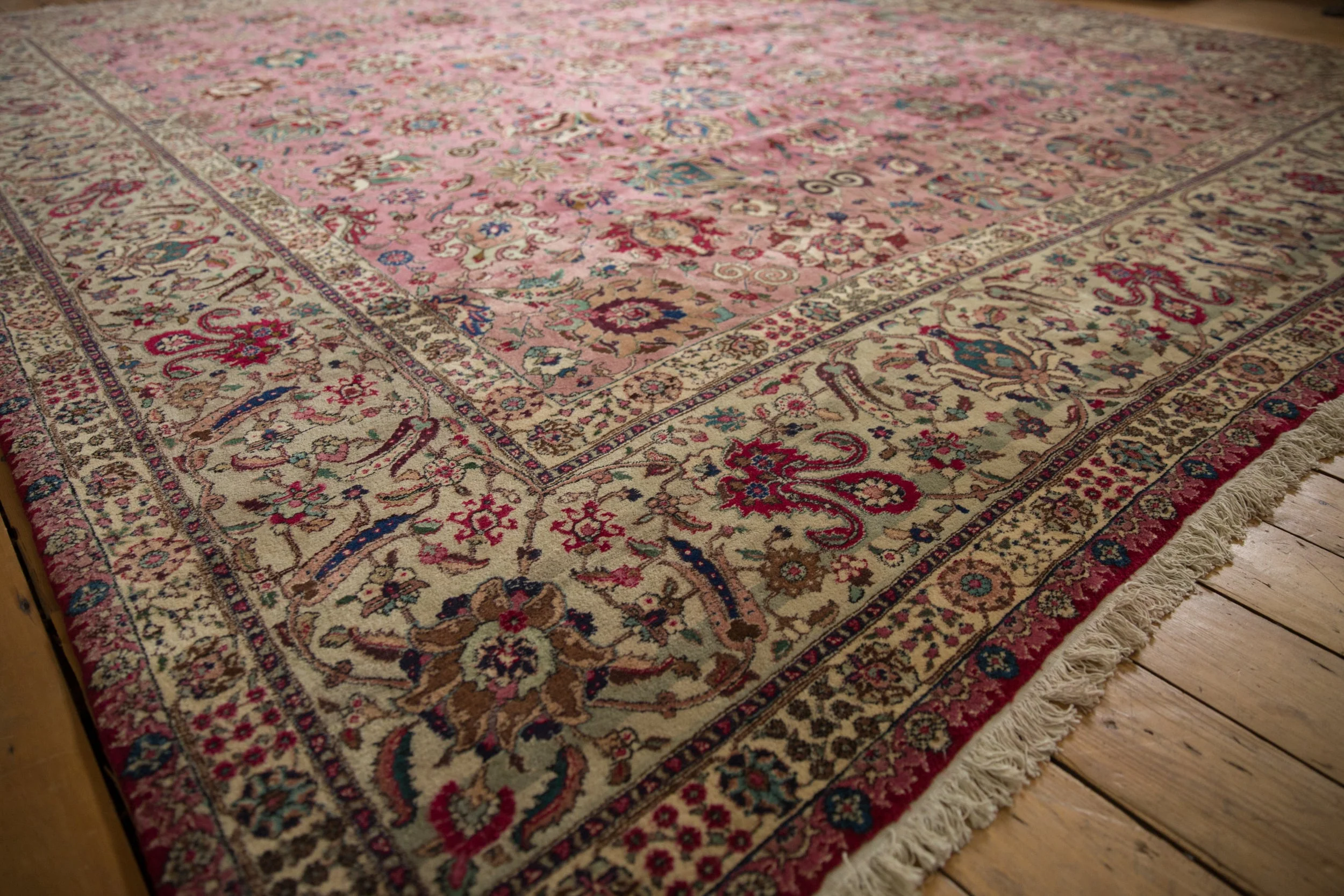 12x13.5 Vintage Tabriz Square Carpet - Image 3