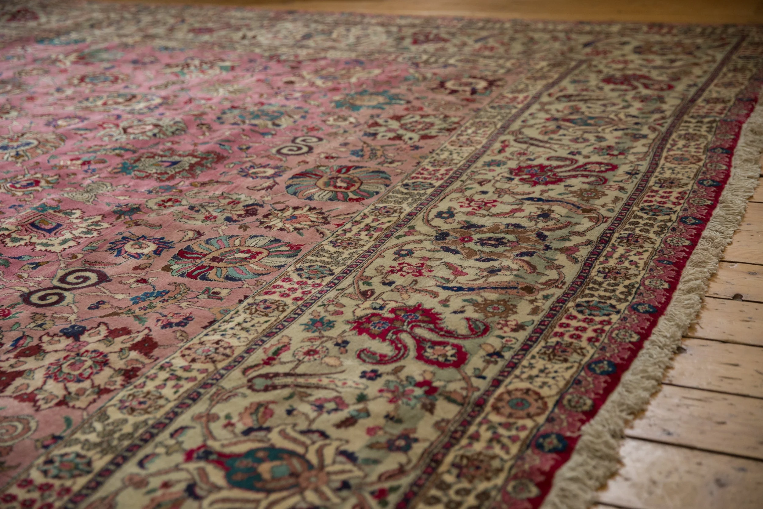 12x13.5 Vintage Tabriz Square Carpet - Image 4