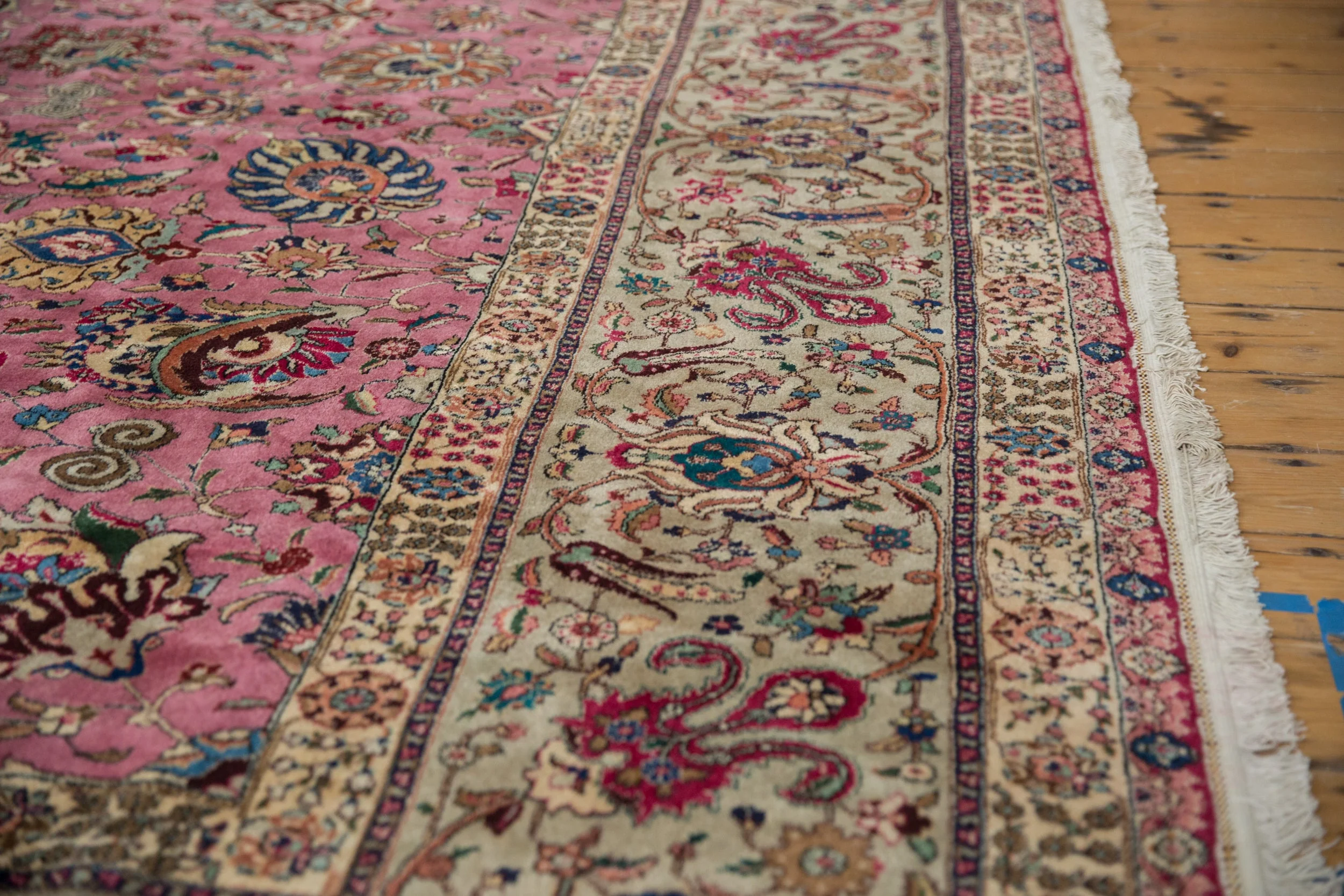 12x13.5 Vintage Tabriz Square Carpet - Image 6