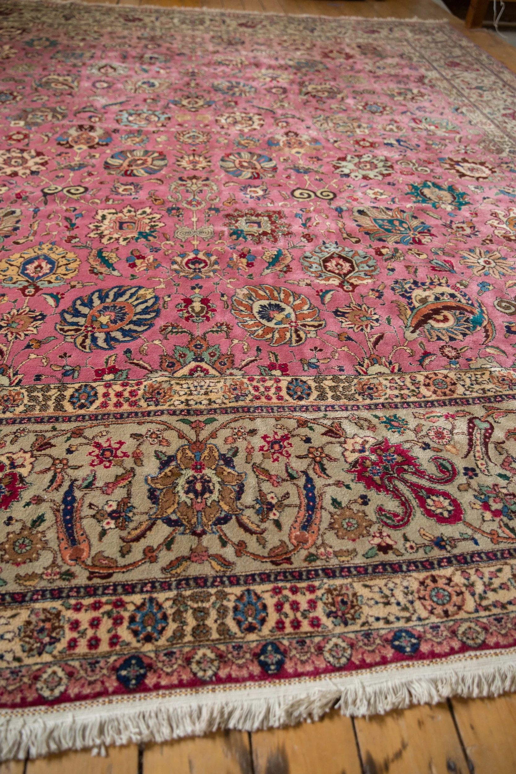 12x13.5 Vintage Tabriz Square Carpet - Image 7