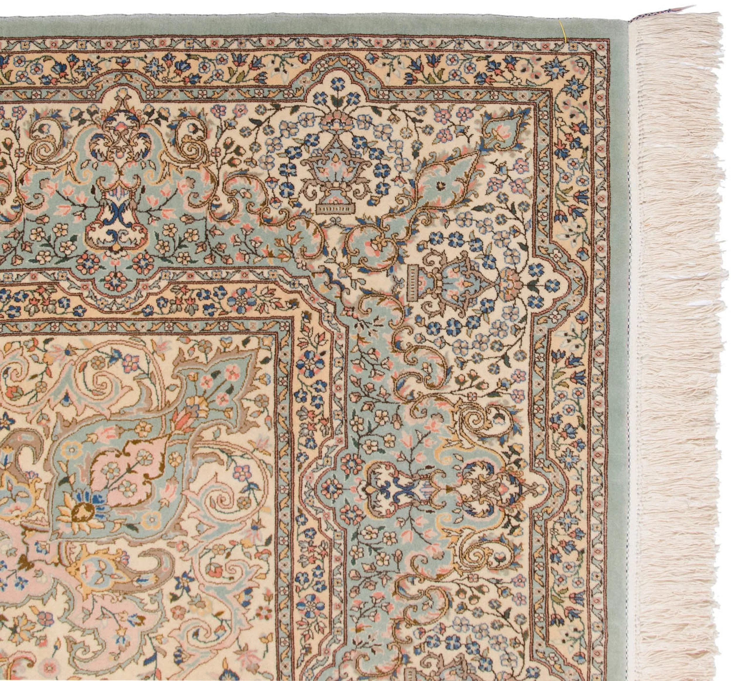 12x14 Vintage Fine Bulgarian Kerman Design Square Carpet - Image 10