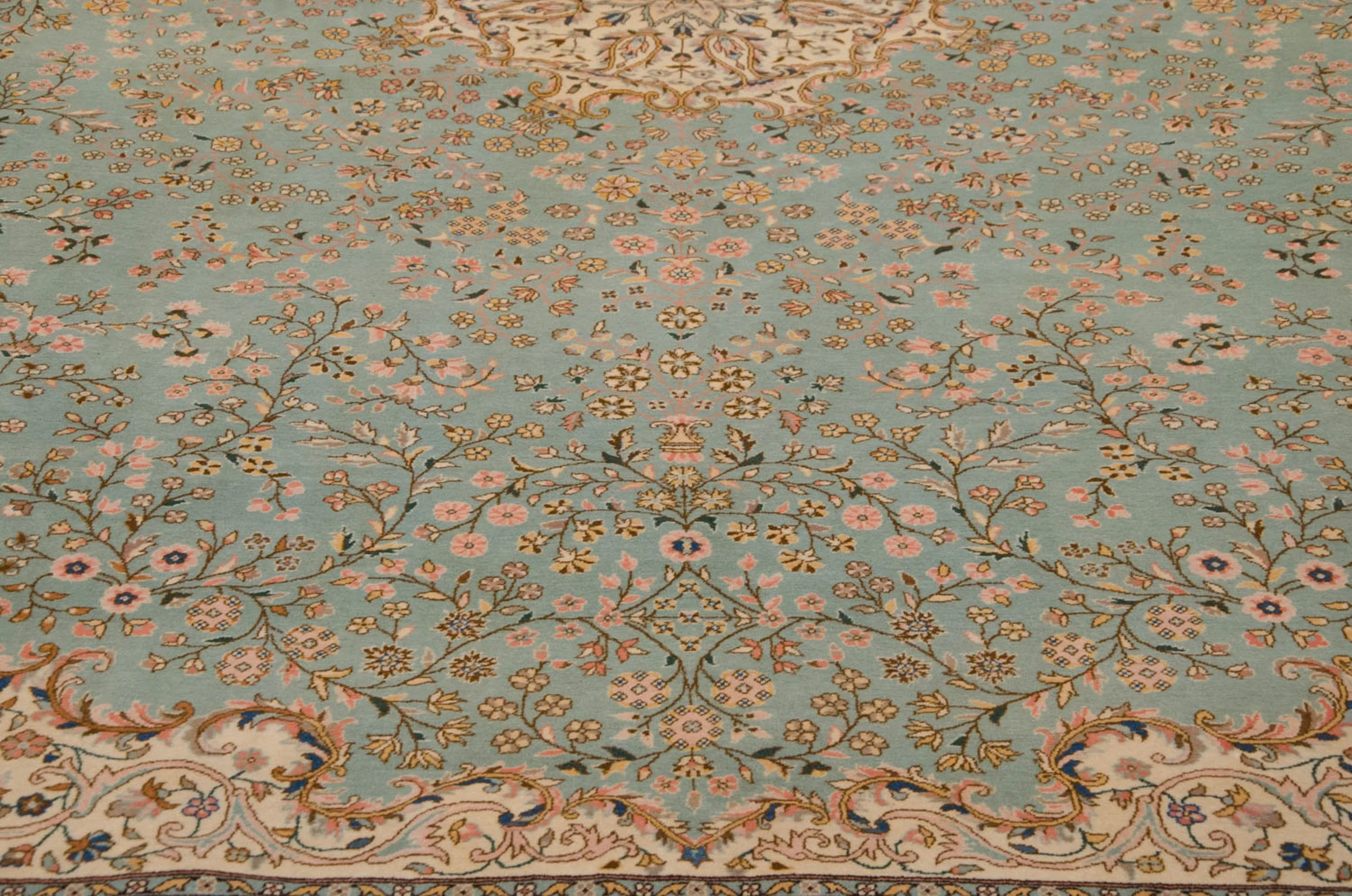 12x14 Vintage Fine Bulgarian Kerman Design Square Carpet - Image 11