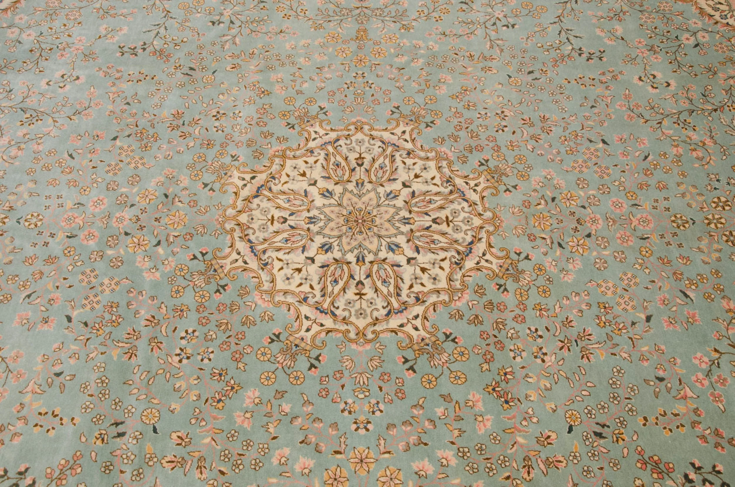 12x14 Vintage Fine Bulgarian Kerman Design Square Carpet - Image 13