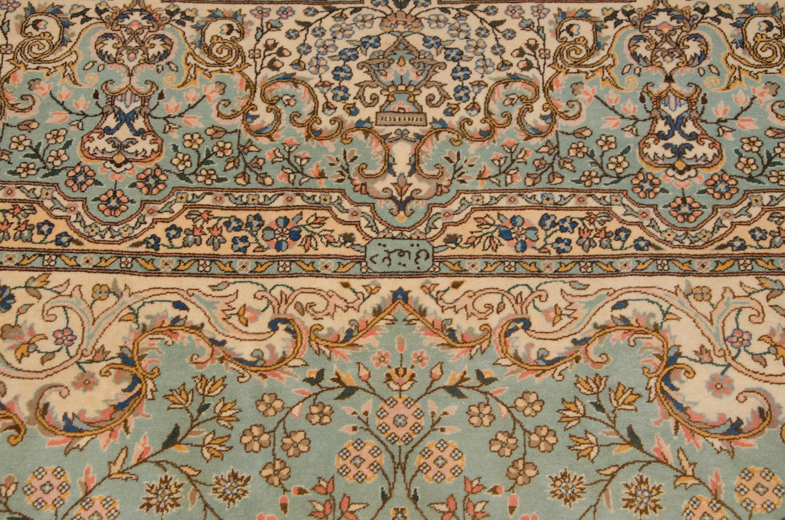 12x14 Vintage Fine Bulgarian Kerman Design Square Carpet - Image 15