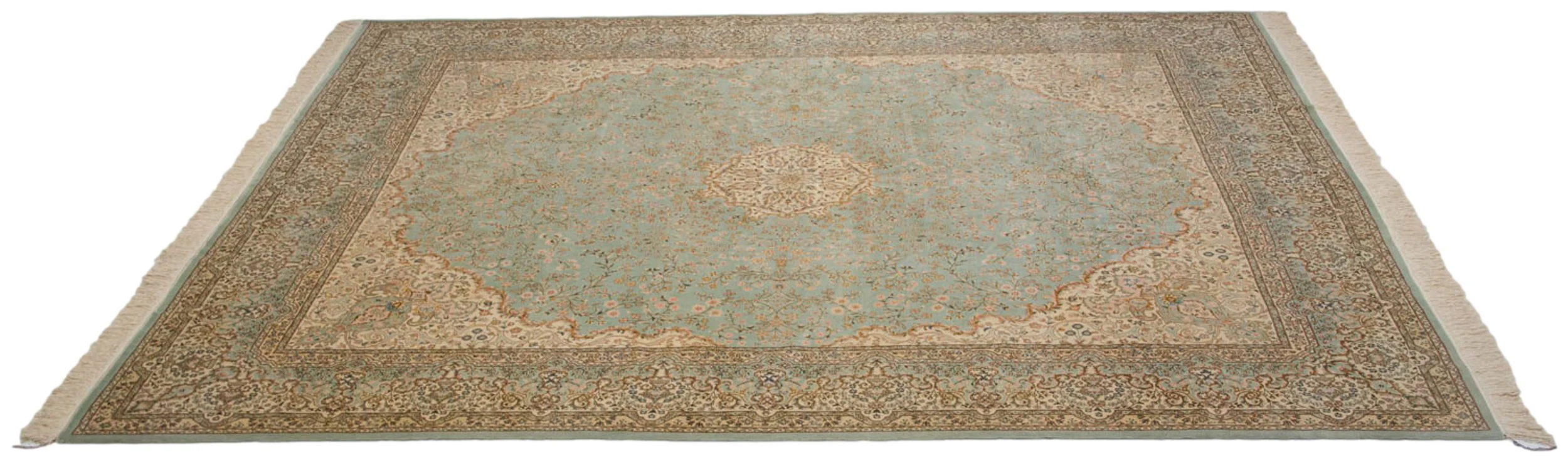 12x14 Vintage Fine Bulgarian Kerman Design Square Carpet - Image 3