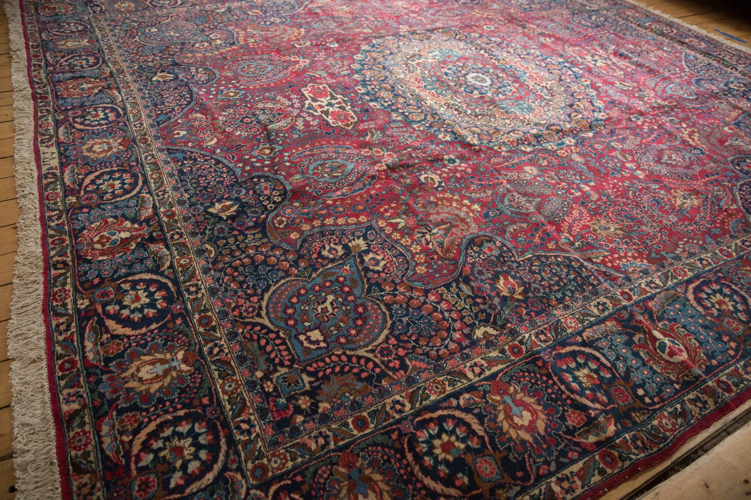 12x14 Vintage Tabriz Square Carpet - Image 10