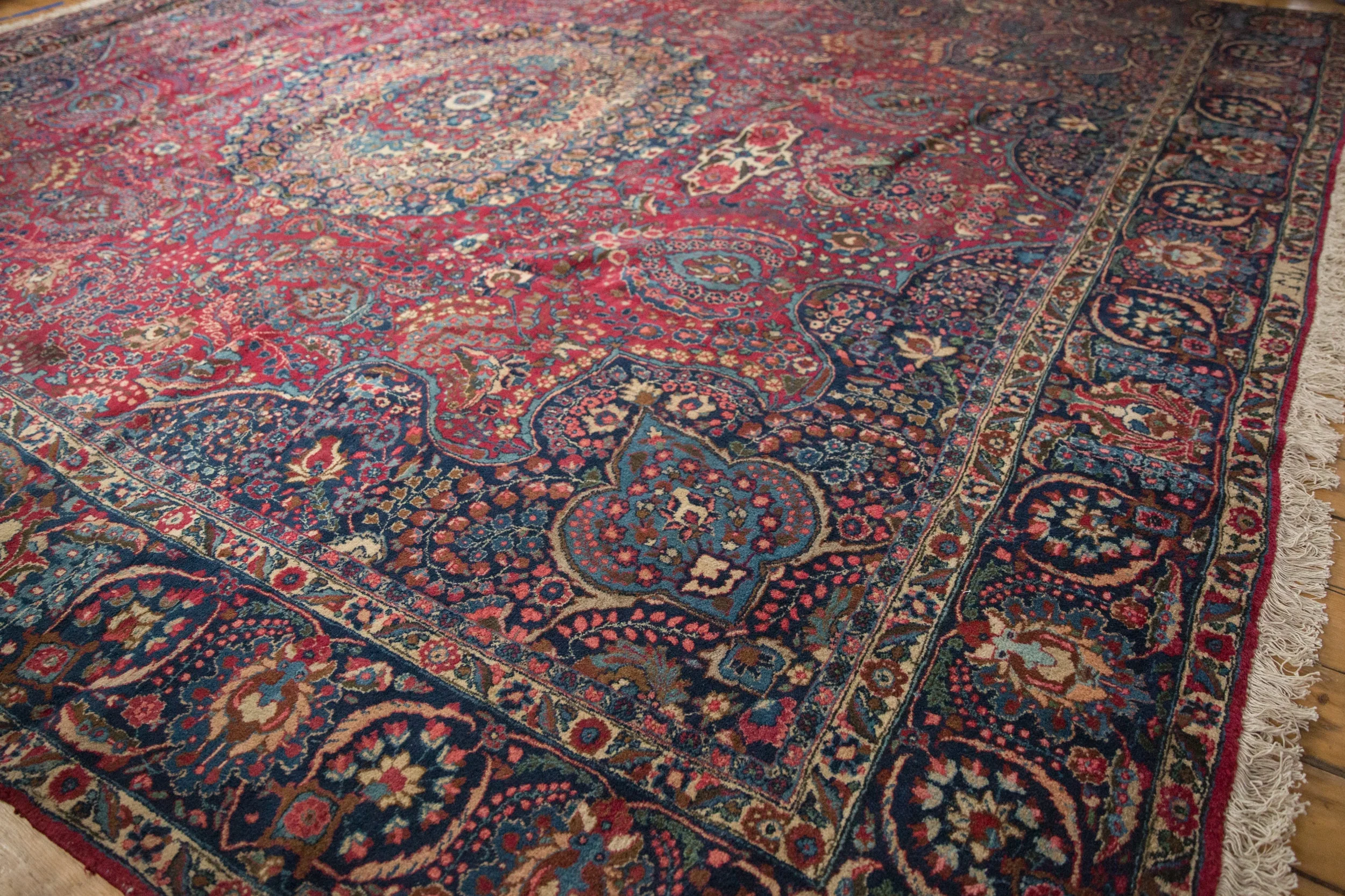 12x14 Vintage Tabriz Square Carpet - Image 8