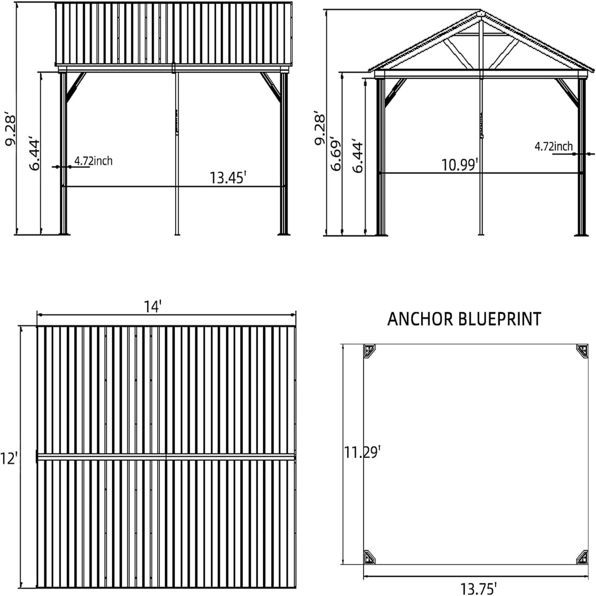 [12X14FT] Alora Hardtop All-Weather Outdoor Gazebo With Galvanized Steel Roof (SAK83261) - Image 10