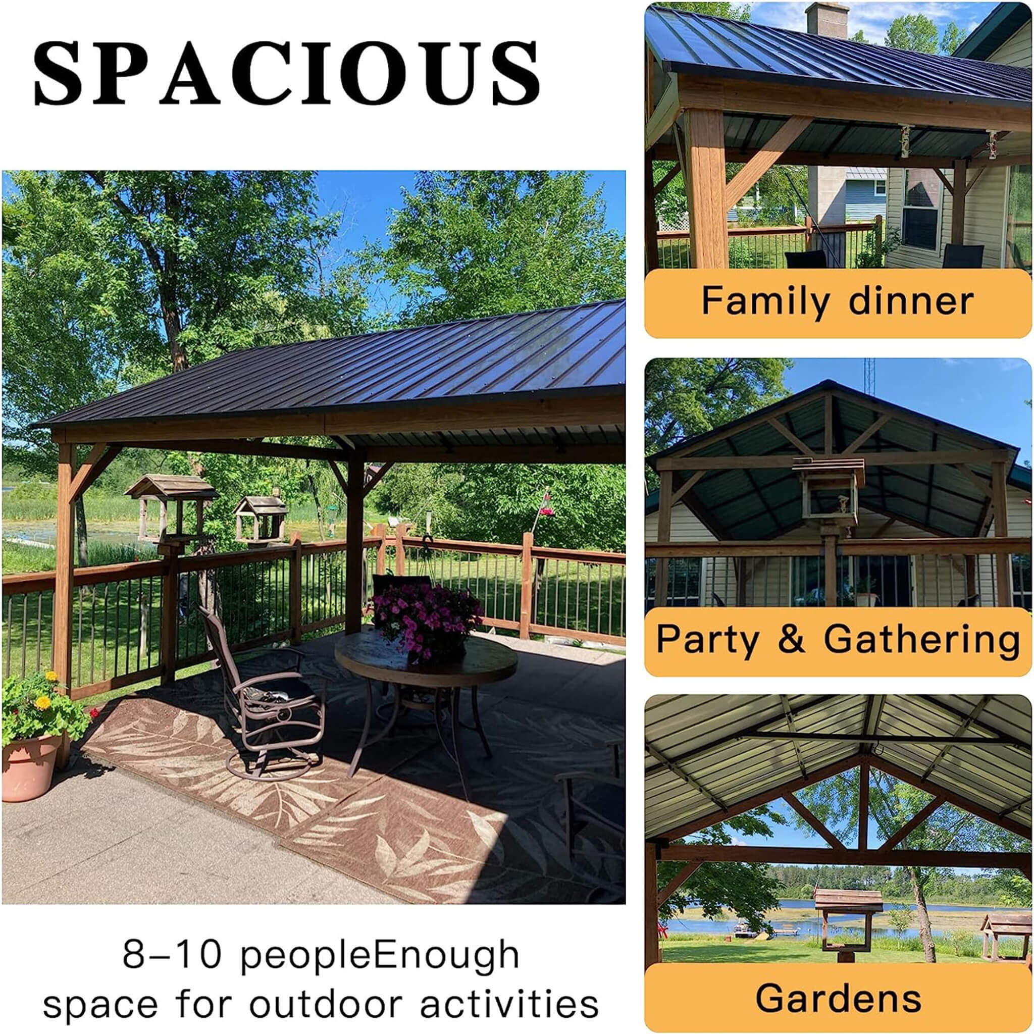 [12X14FT] Alora Hardtop All-Weather Outdoor Gazebo With Galvanized Steel Roof (SAK83261) - Image 4