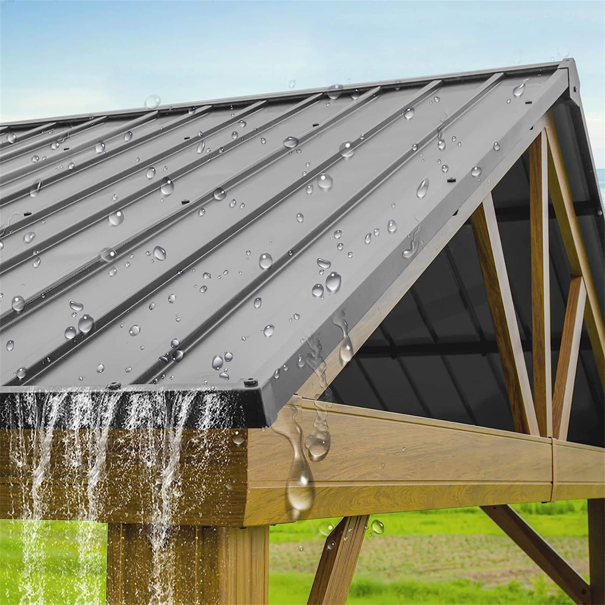 [12X14FT] Alora Hardtop All-Weather Outdoor Gazebo With Galvanized Steel Roof (SAK83261) - Image 7