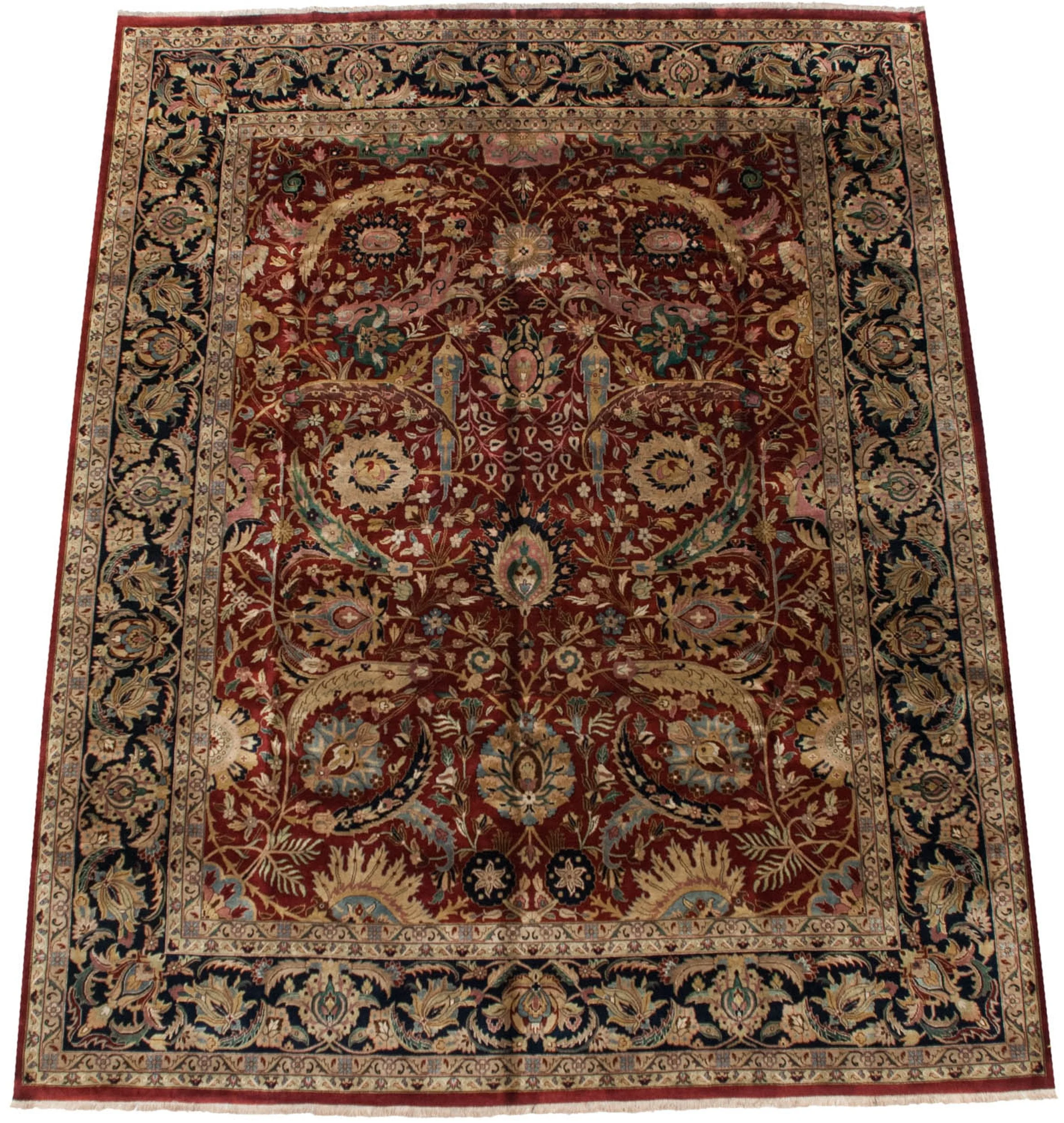 12x15 Vintage Indian Isfahan Design Carpet - Image 2