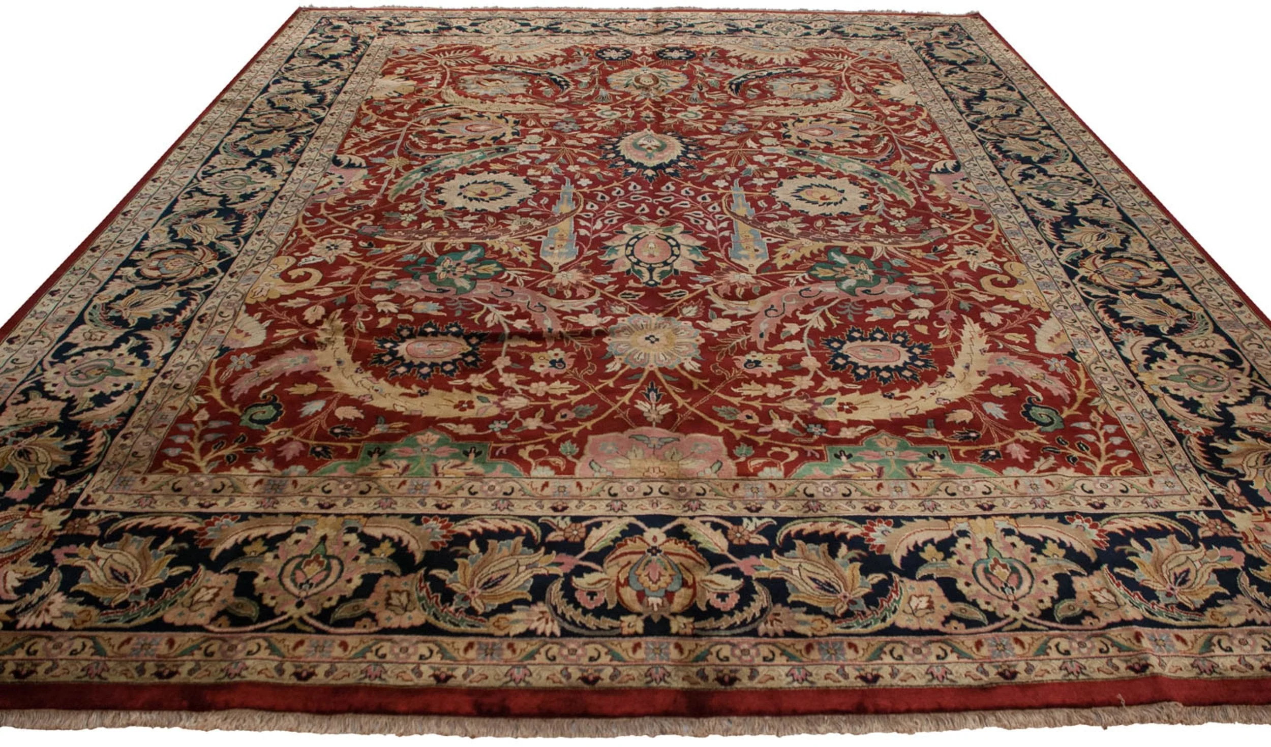 12x15 Vintage Indian Isfahan Design Carpet - Image 4