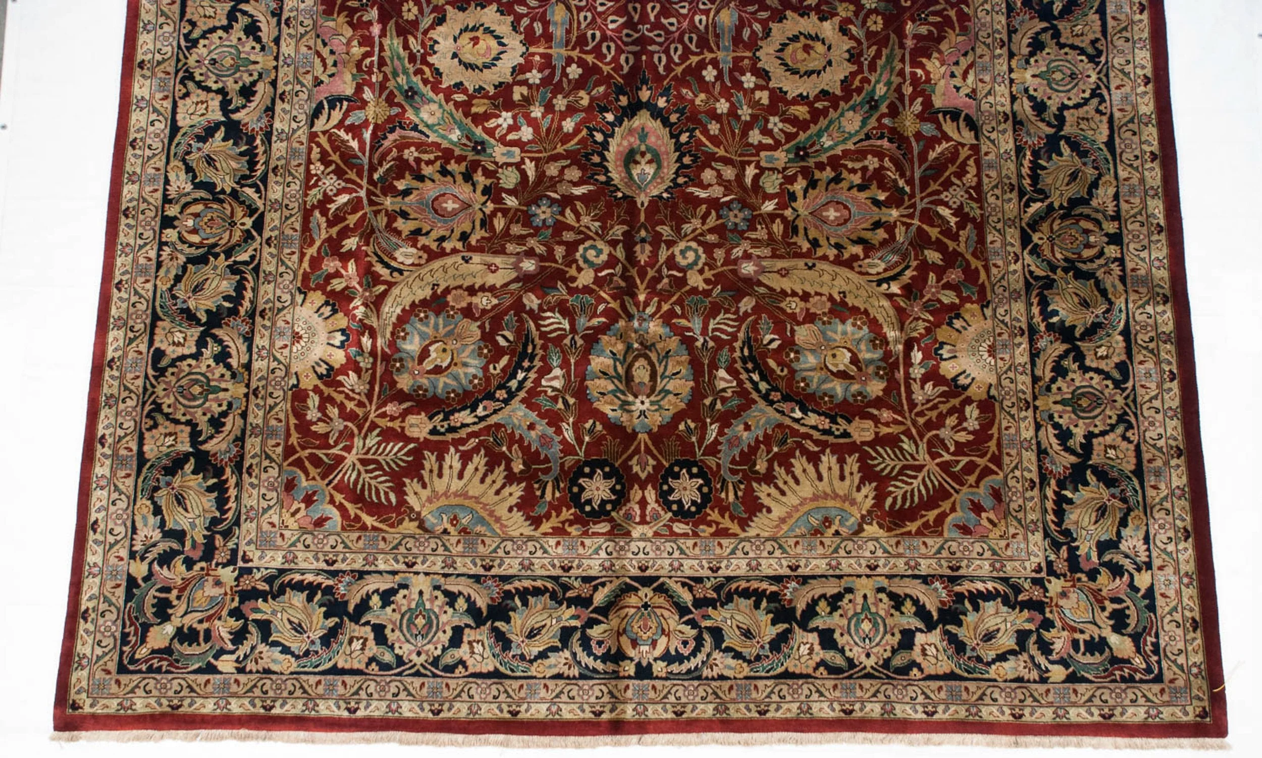 12x15 Vintage Indian Isfahan Design Carpet - Image 9