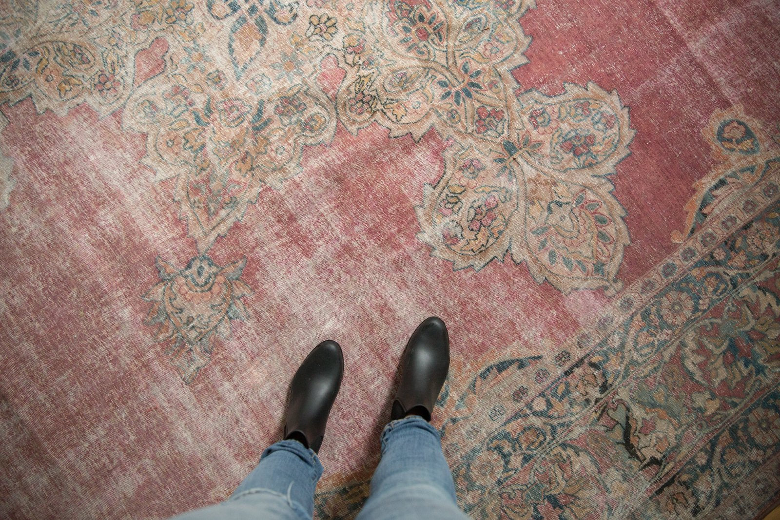 12x18.5 Antique Distressed Kermanshah Carpet - Image 2