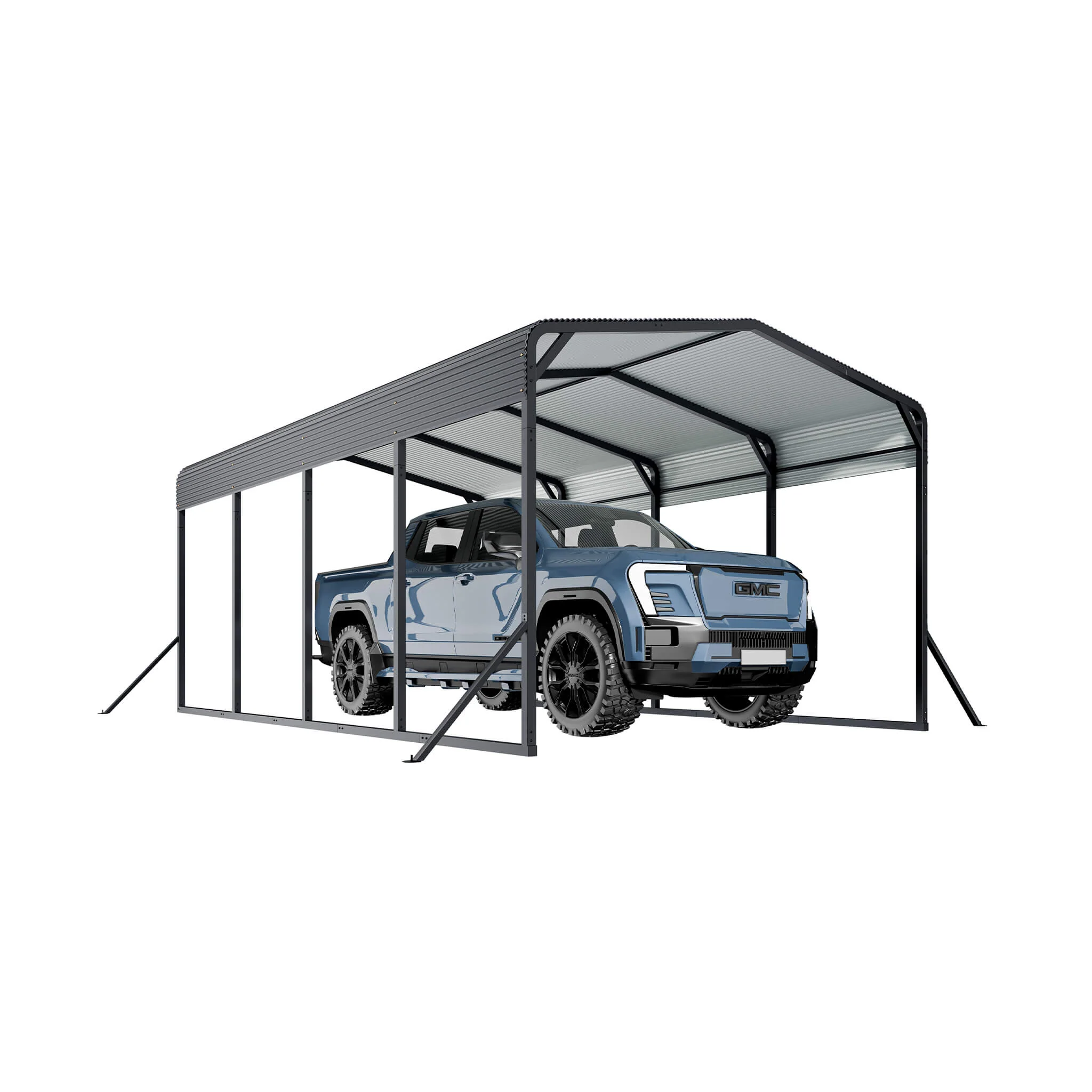 [12X20FT] Alora Heavy-Duty All-Weather Metal Carport With Reinforced Support Base (SAK97381) - Image 3