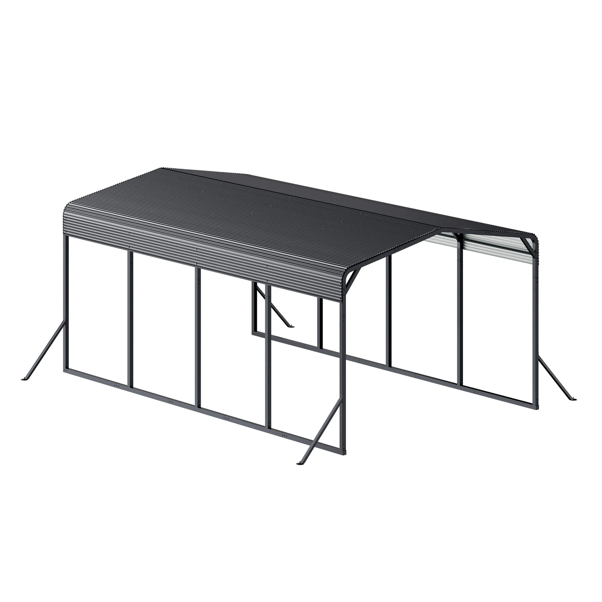 [12X20FT] Alora Heavy-Duty All-Weather Metal Carport With Reinforced Support Base (SAK97381) - Image 7