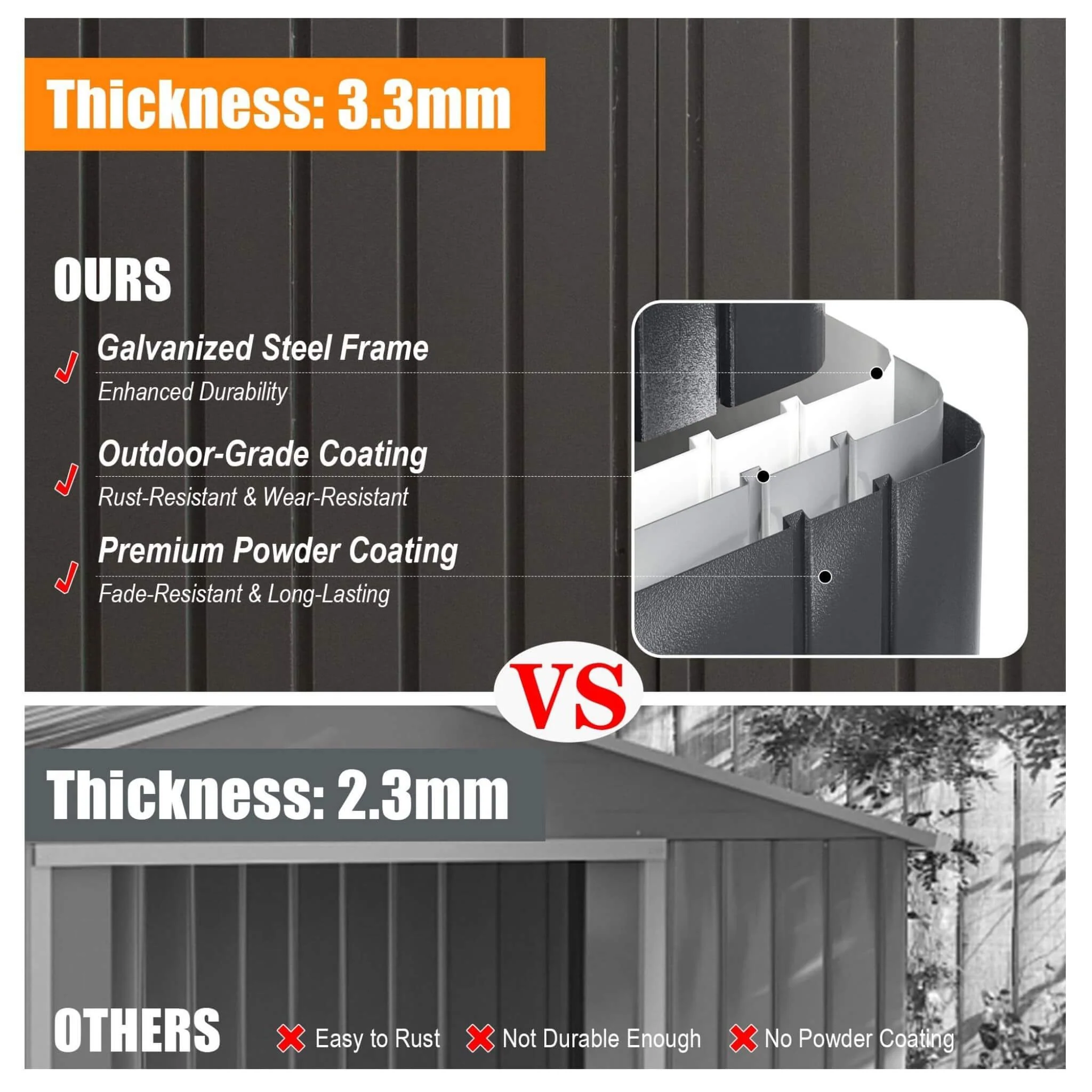 [12X25FT] Alora Extra Large Heavy-Duty Outdoor Metal Carport Garage Shed With Lockable Double Hinged Doors (SAK34153) - Image 7