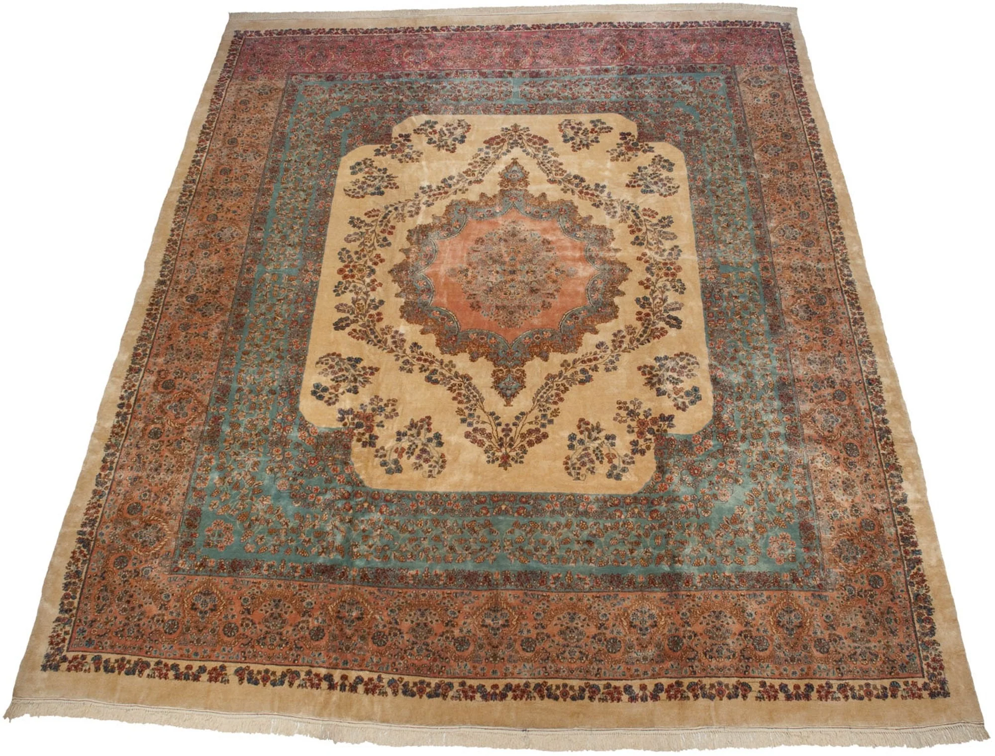 13.5x16 Vintage Fine Kerman Carpet - Image 10