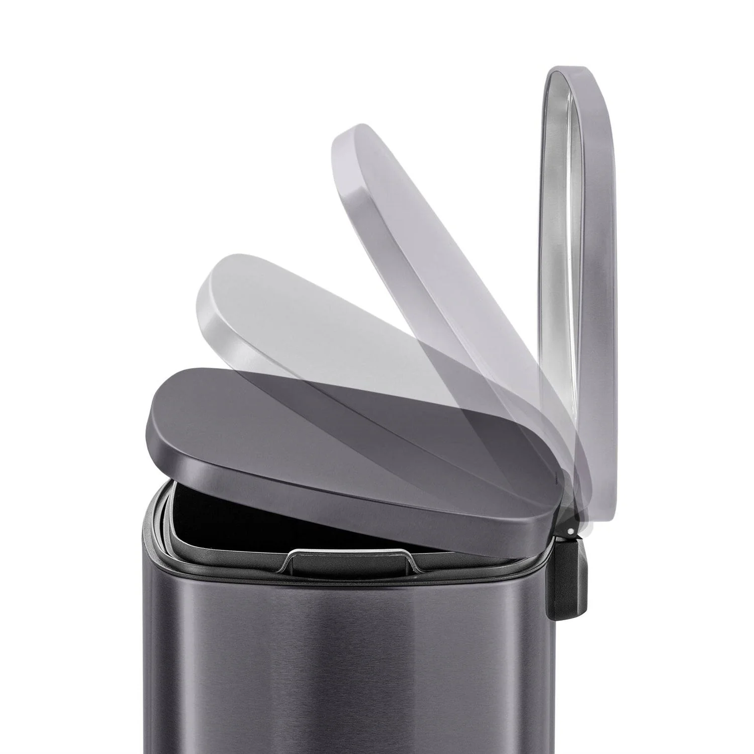 13 Gallon Black Stainless Steel Kitchen Trash Can with Step Open Lid - Image 5