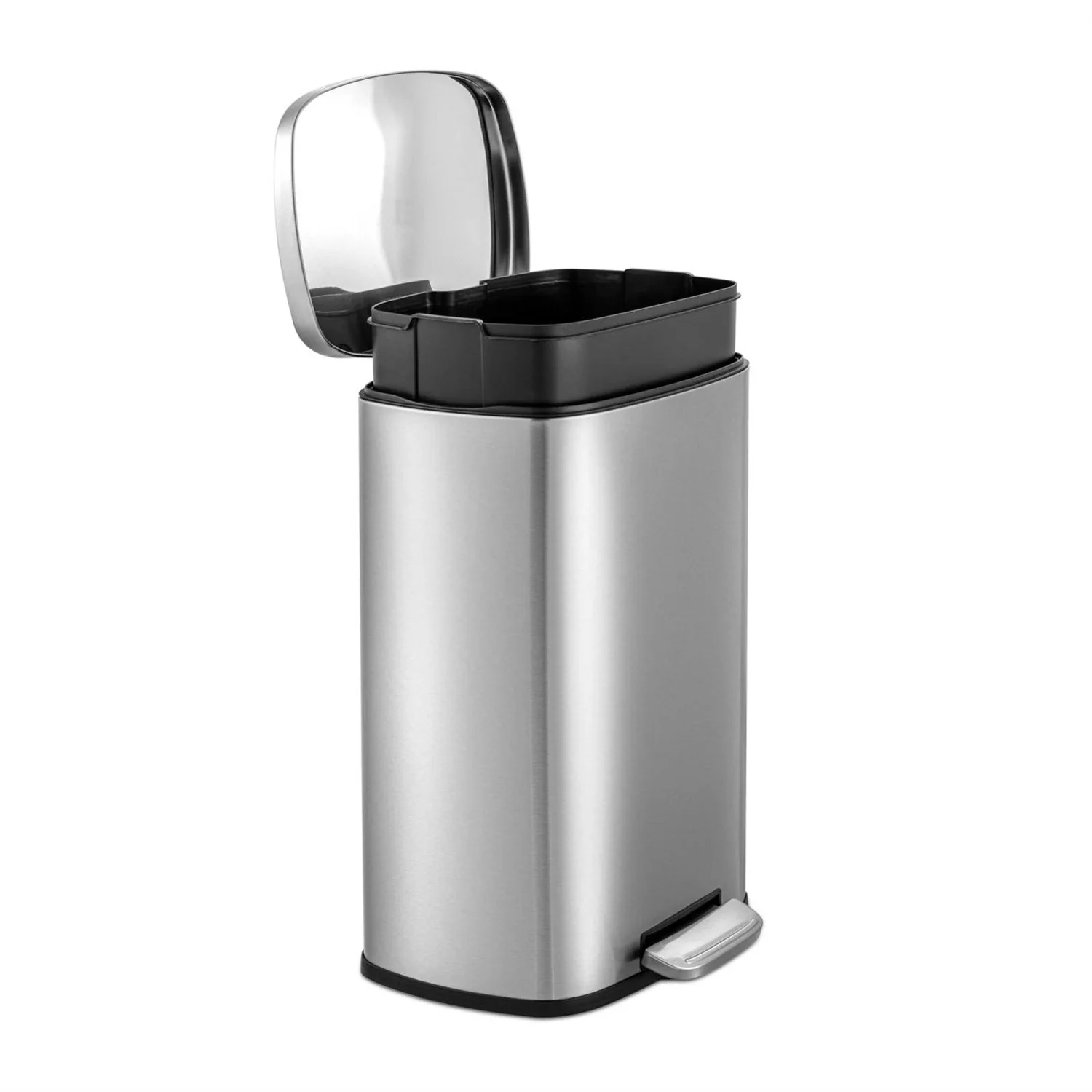 13 Gallon Brushed Stainless Steel Kitchen Trash Can with Step Open Lid - Image 3