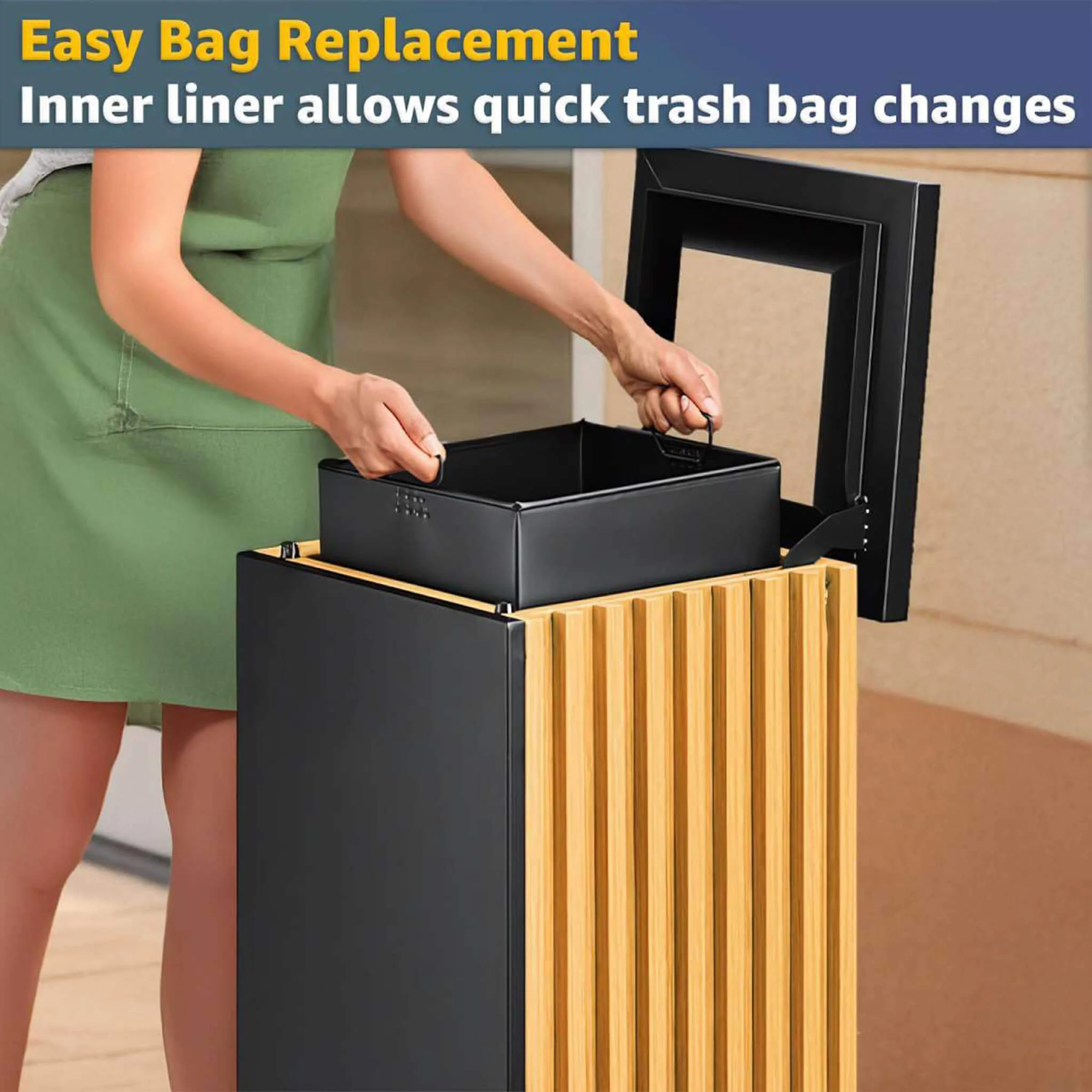 13-Gallon Heavy-Duty Commercial Outdoor Square Decorative Trash Can (SAK30467) - Image 3