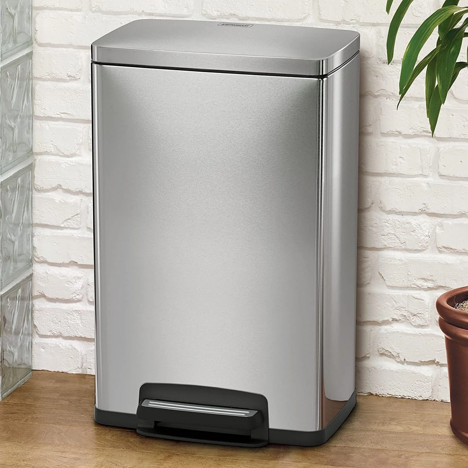 13-Gallon Kitchen Trash Can with Step Lid Stainless Steel - Image 2