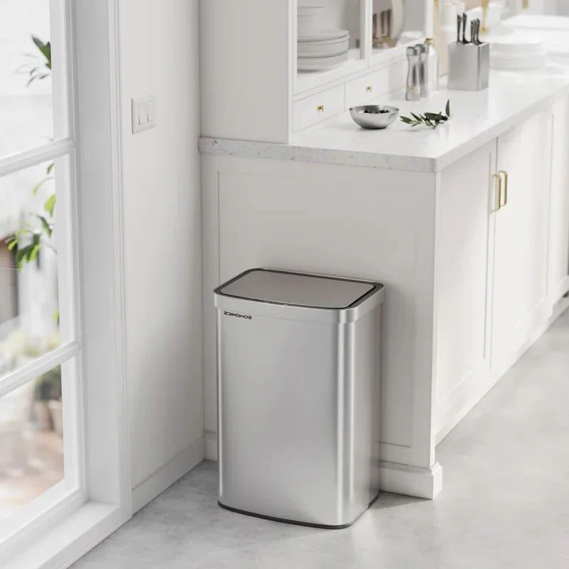 13-Gallon Stainless Steel Kitchen Trash Can with Hand Wave Motion Sensor Lid - Image 2