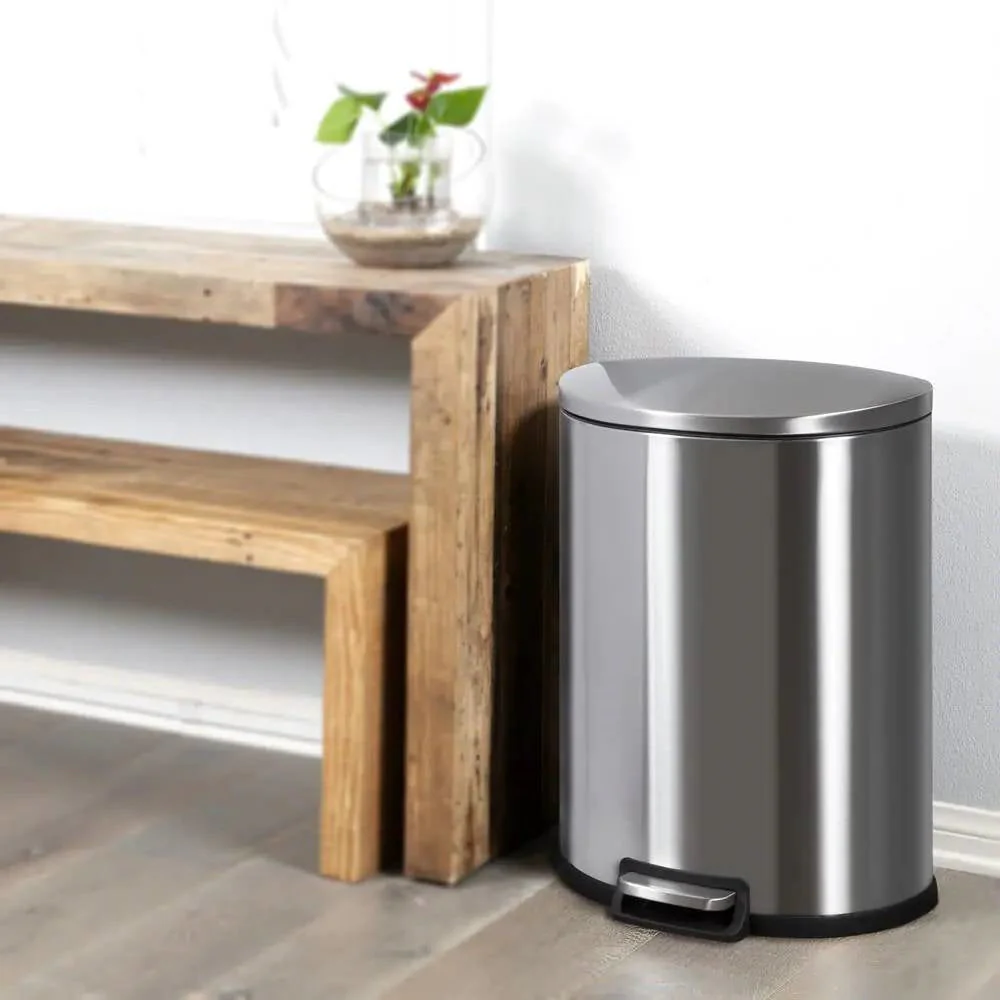 13-Gallon Step-on Stainless Steel Kitchen Trash Can with Removable Bucket Liner - Image 3