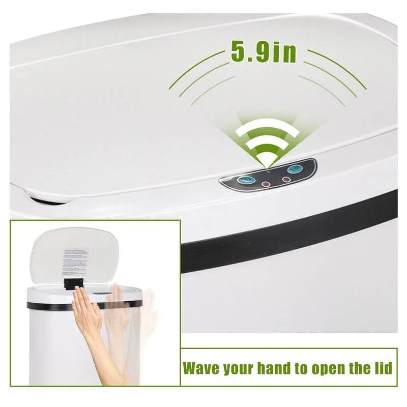13 gL Stainless Steel Motion Sensor Trash Can White - Image 4