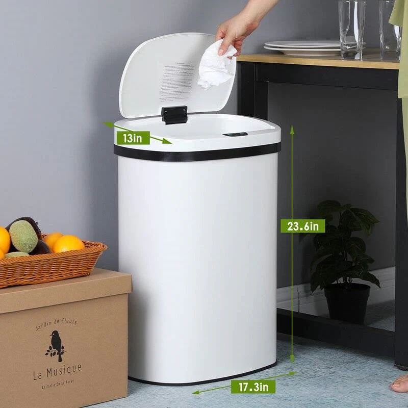 13 gL Stainless Steel Motion Sensor Trash Can White - Image 5