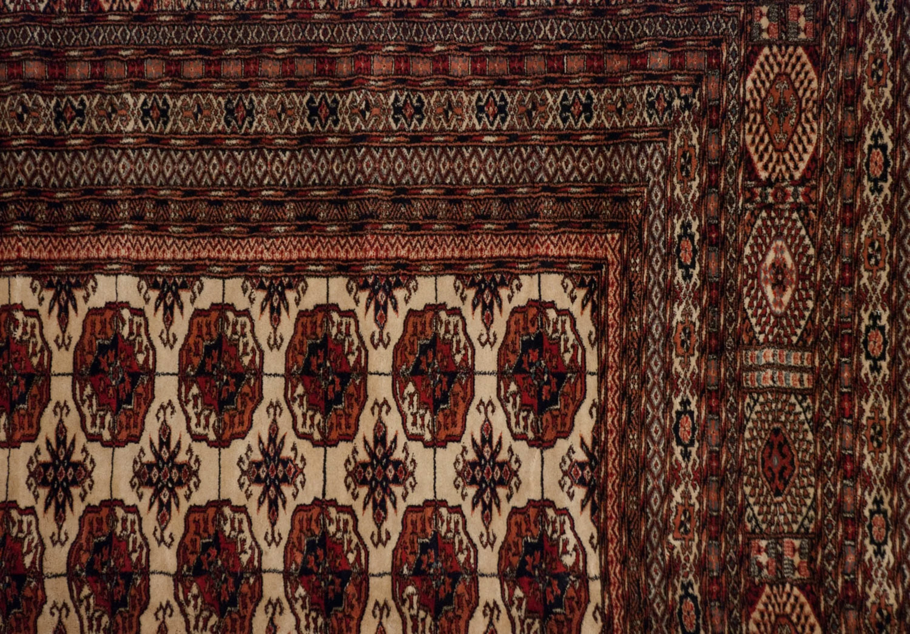 14.5x16.5 Vintage Fine Pakistani Bokhara Design Carpet - Image 4