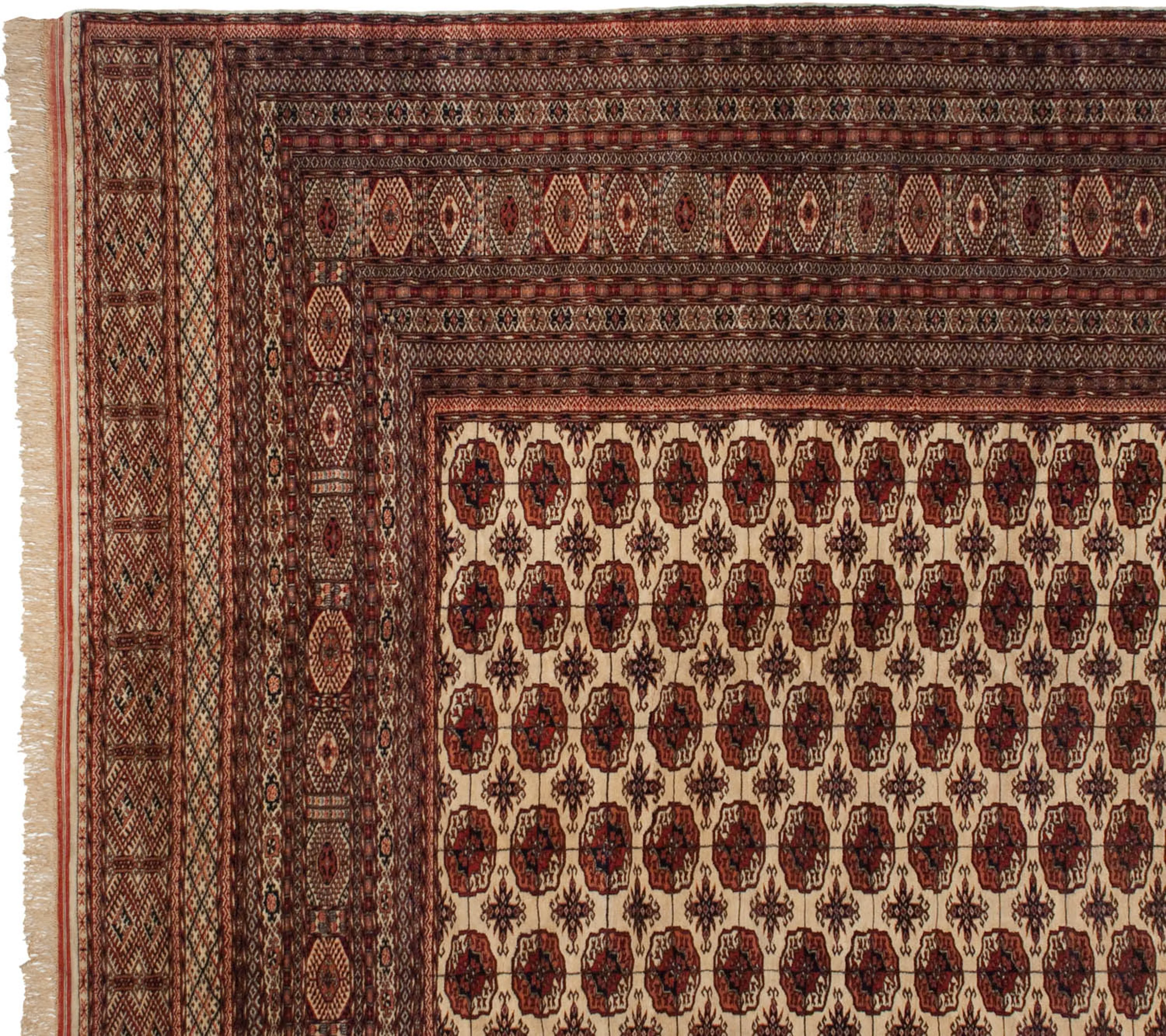 14.5x16.5 Vintage Fine Pakistani Bokhara Design Carpet - Image 6