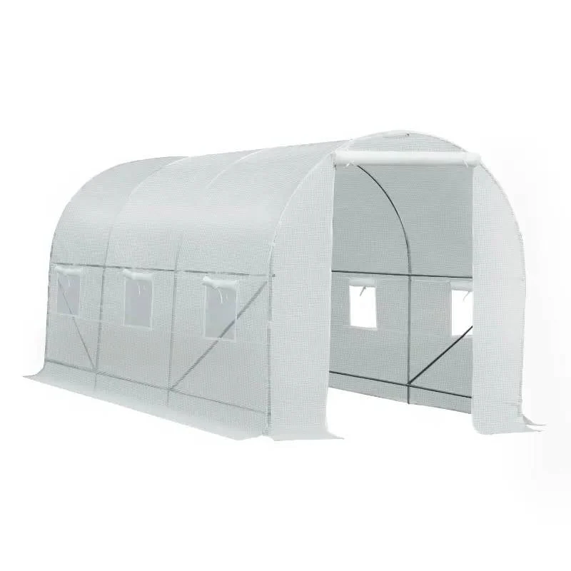 14.7 Ft x 6.5 Ft Outdoor Greenhouse w/ Heavy Duty Steel Frame and White PE Cover - Image 2