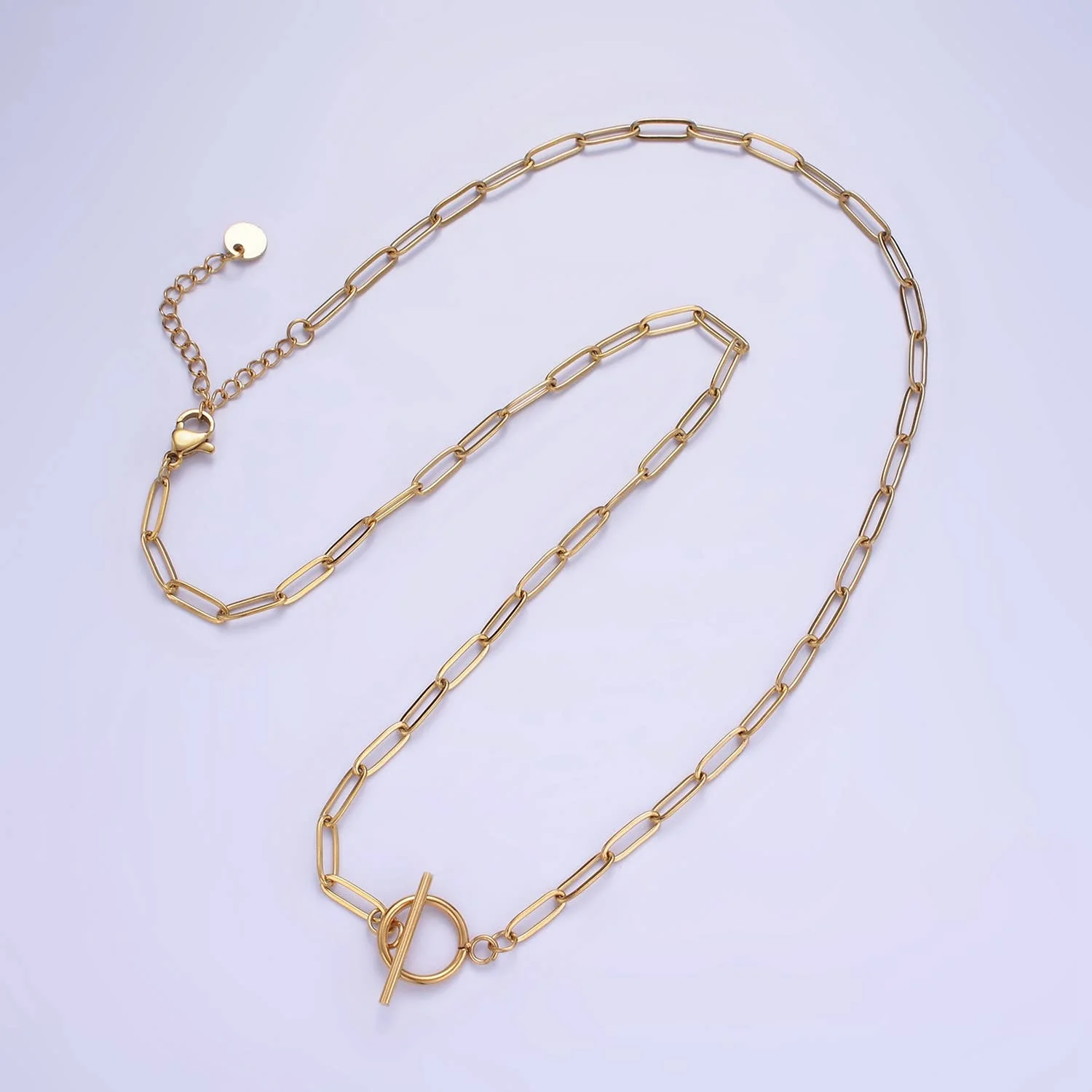 14K Gold Filled Toggle Clasps Paperclip Chain 19"  Necklace | Silver or Gold - Image 4