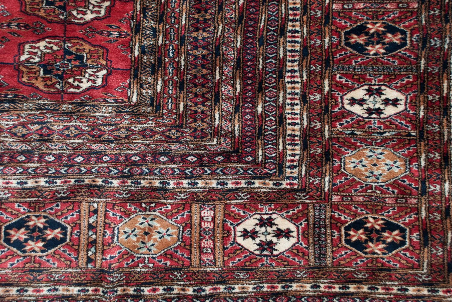 14x15.5 Vintage Fine Bokhara Square Carpet - Image 11