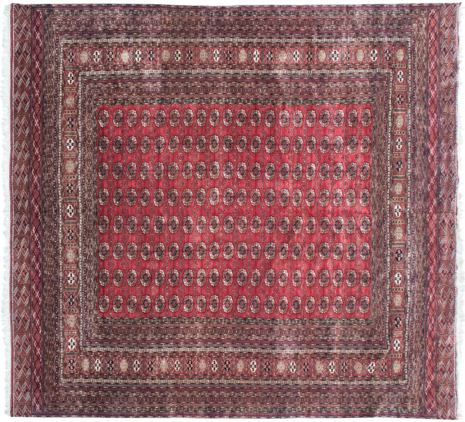 14x15.5 Vintage Fine Bokhara Square Carpet - Image 7