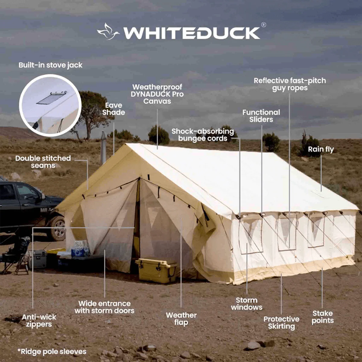 14'x16' Alpha Pro Wall Tent , Extended Flysheet & Porch (Water Repellent) - Image 3