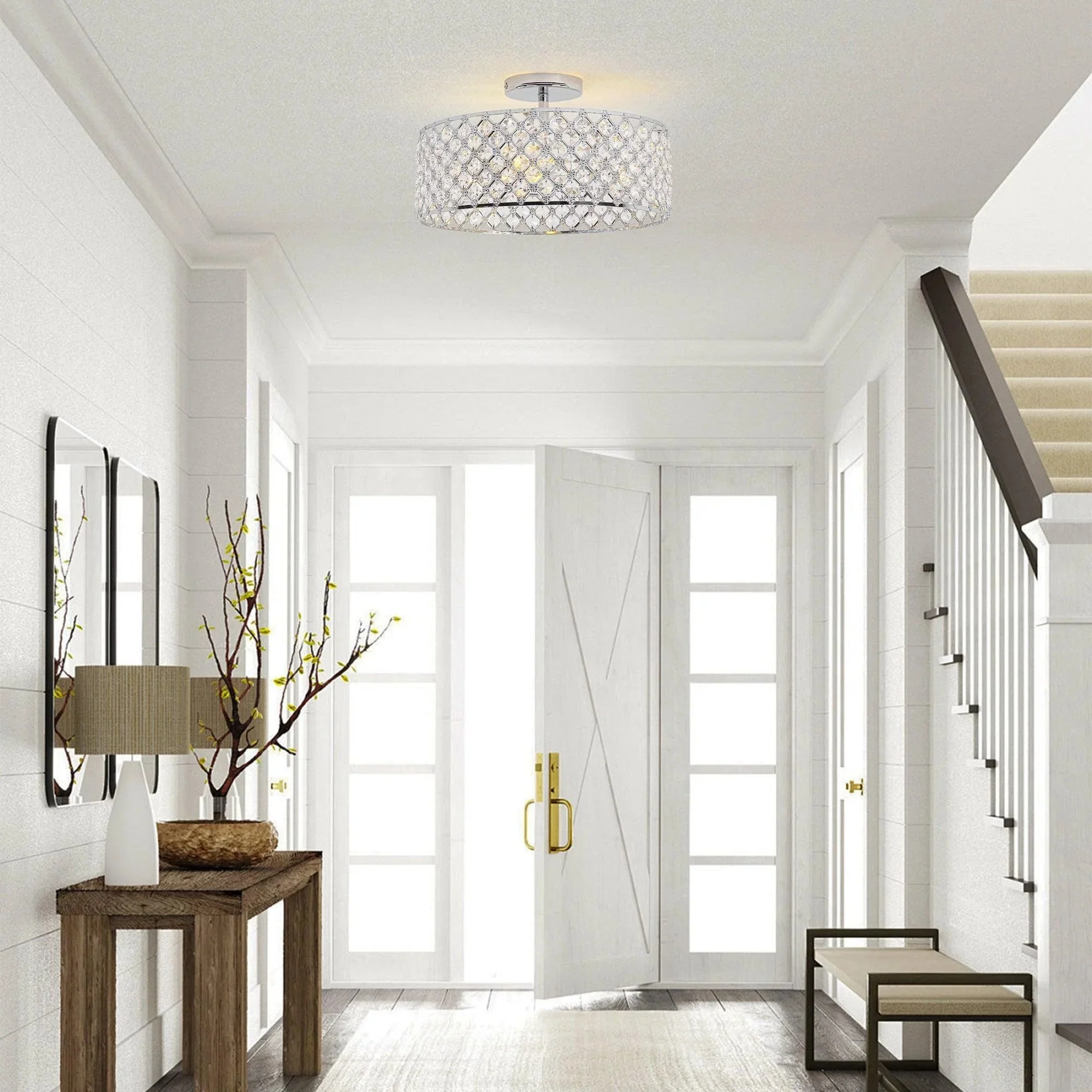 15 Inch 3-Light Modern Chrome Semi-Flush Mount Ceiling Lighting - Image 6