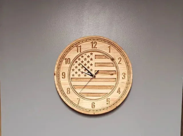 15-Inch American Flag Wood Wall Clock – Custom Woodworking Sign for Patriotic Decor - Image 4