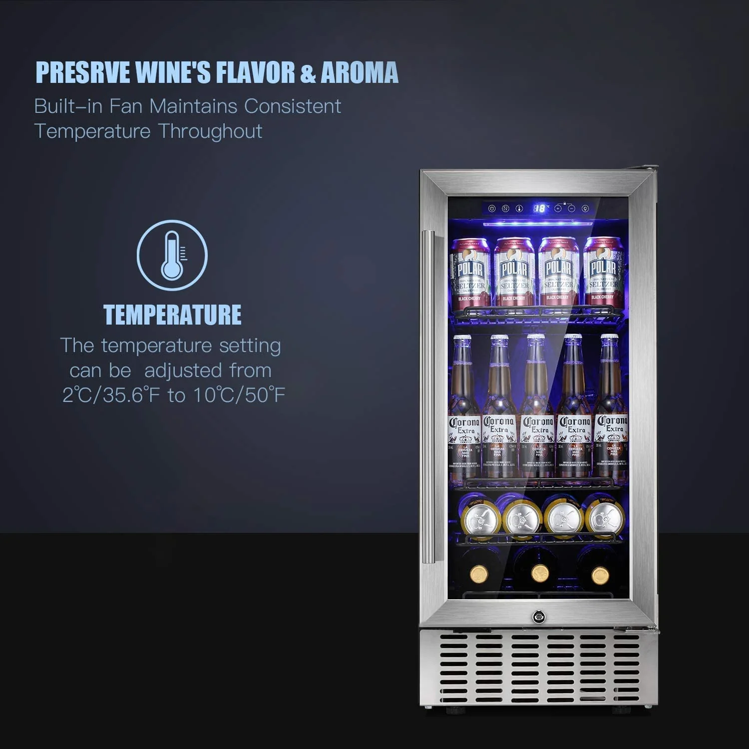 15 Inch Built-in Mini Fridge Beverage Refrigerator W5174C - Image 2