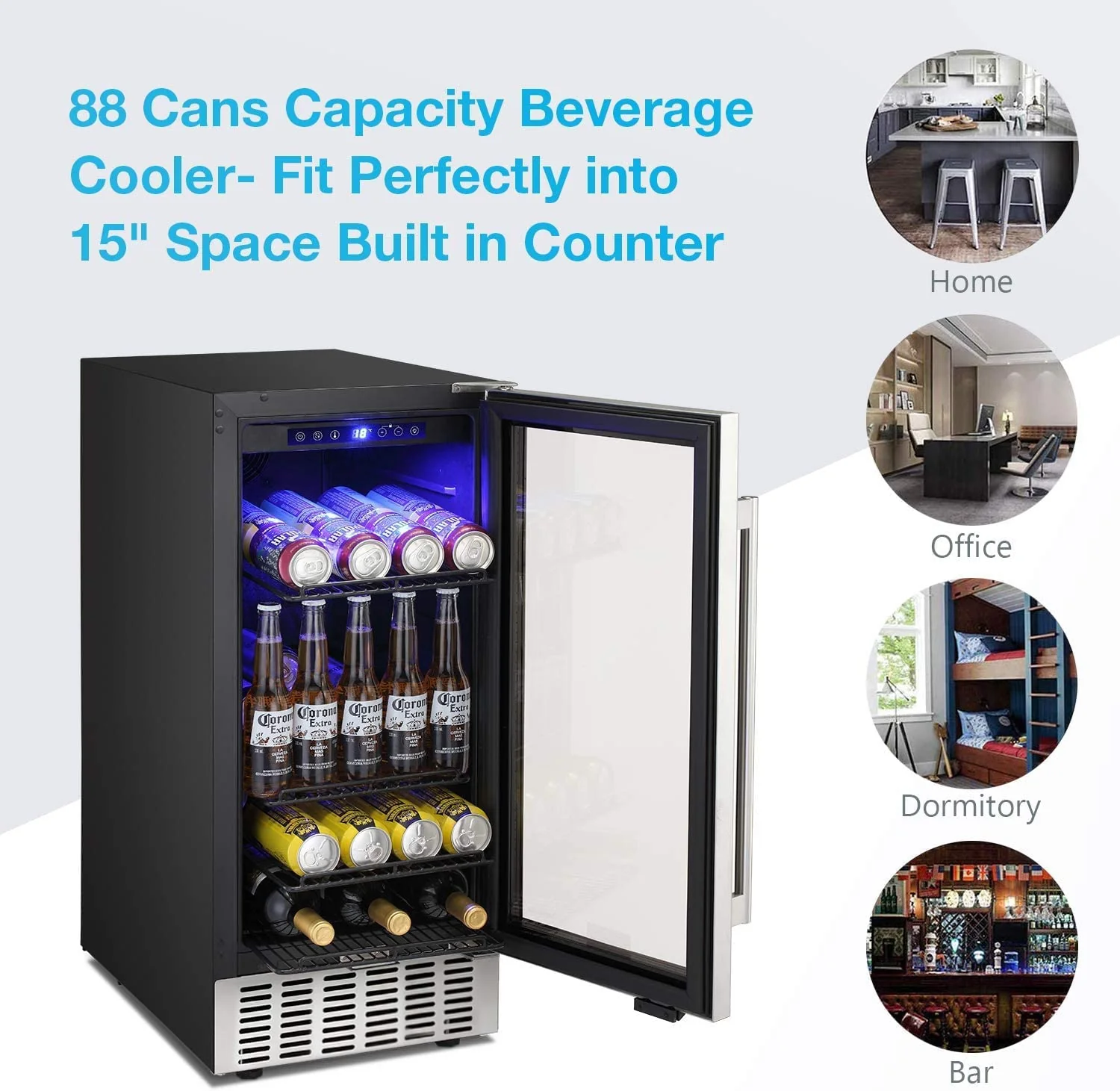15 Inch Built-in Mini Fridge Beverage Refrigerator W5174C - Image 5