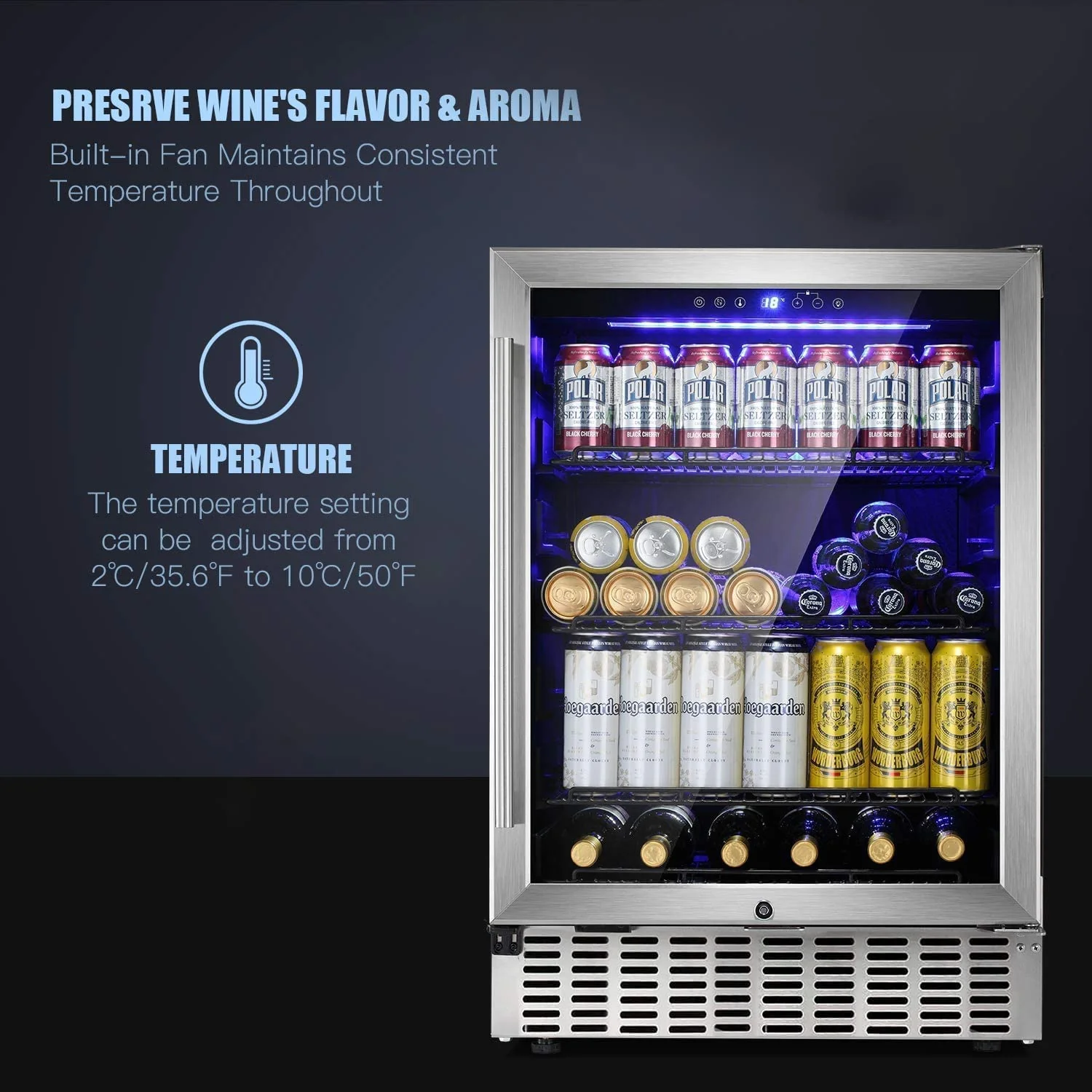 15 Inch Built-in Mini Fridge Beverage Refrigerator W5174C - Image 9
