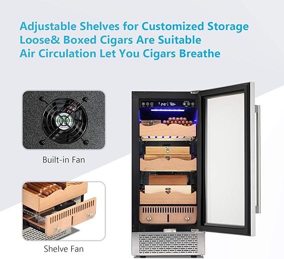 15 Inch Cigar Humidor Electric Humidor Silver Steel X5196 - Image 4