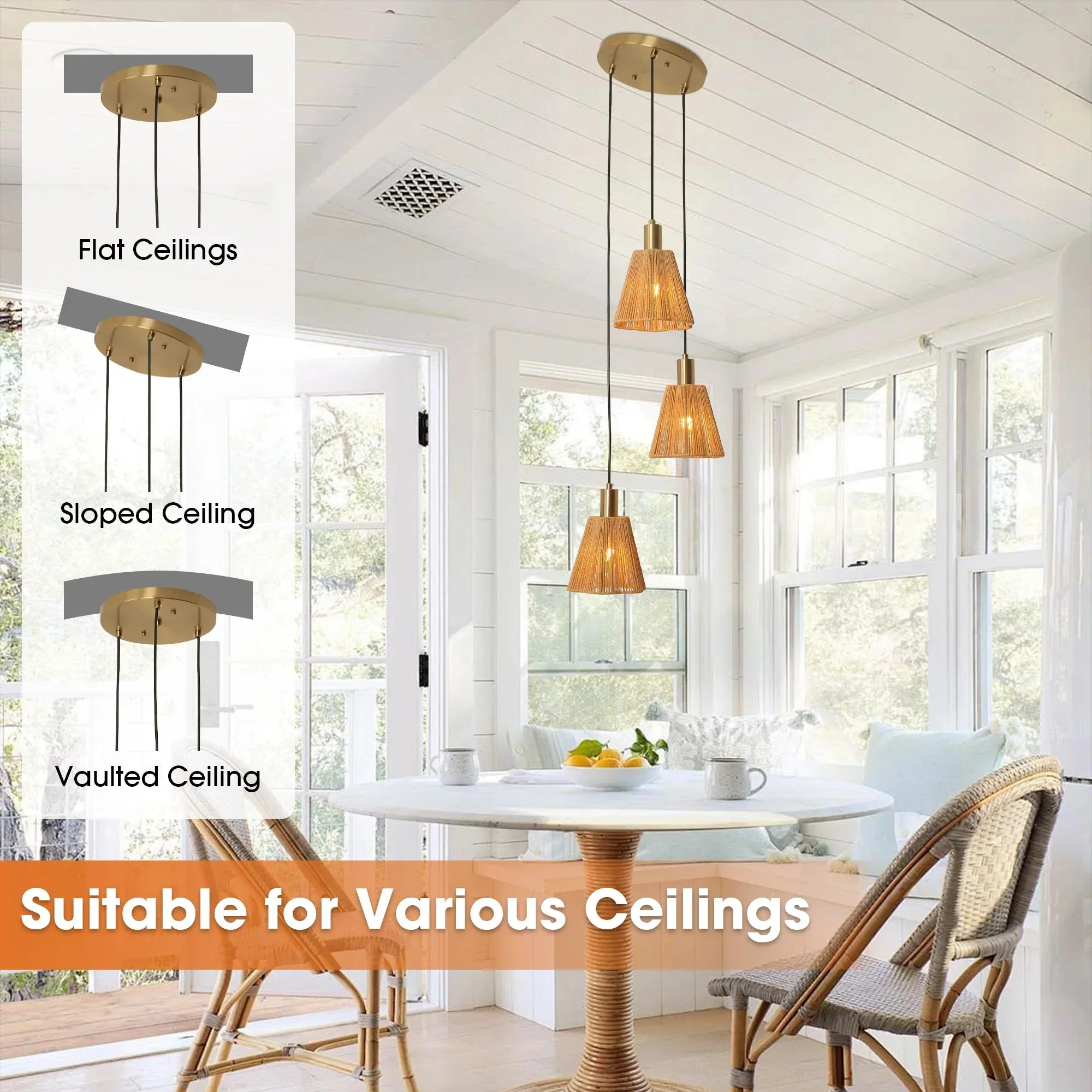 15 Inch Merle 3-Light Island Pendant Light - Image 10