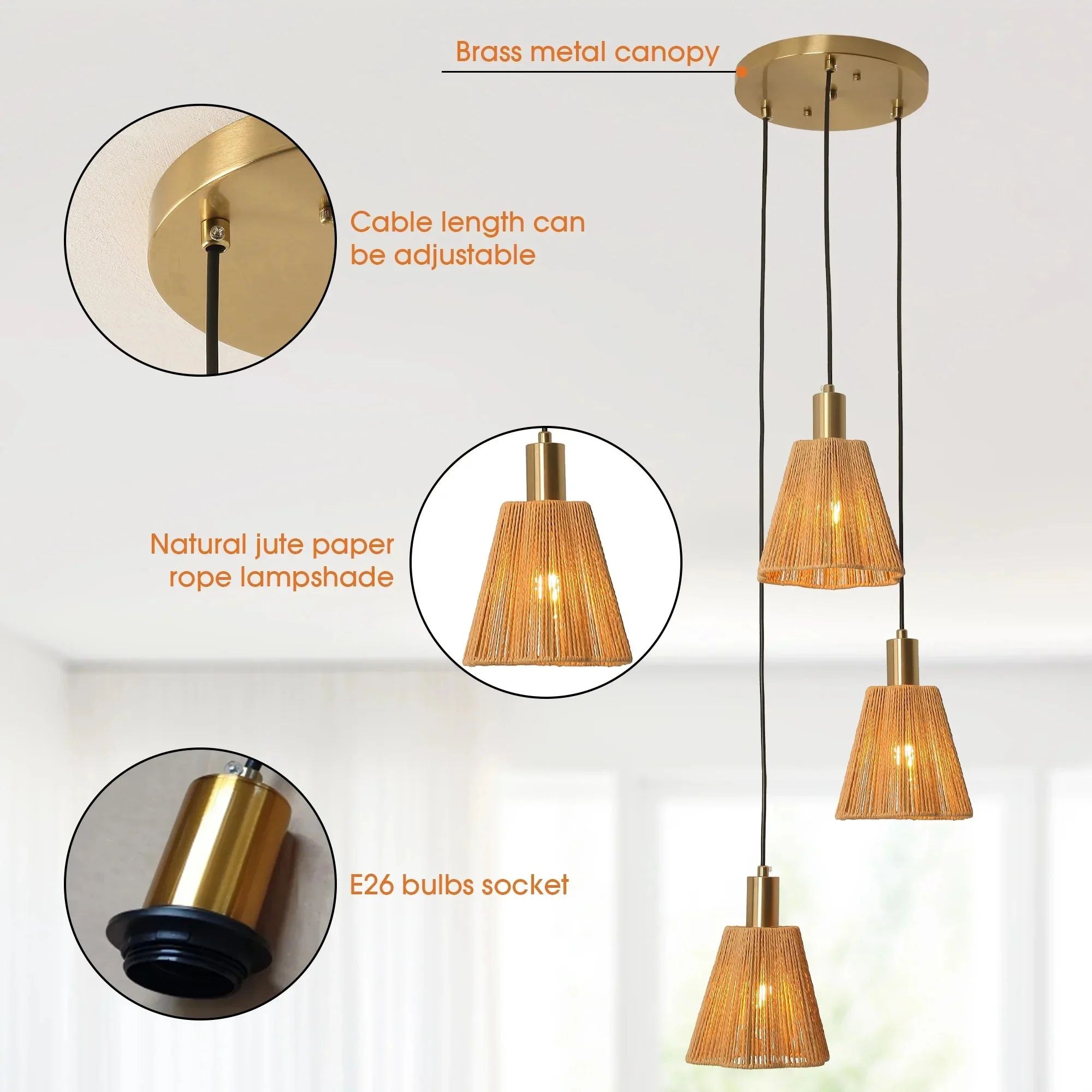 15 Inch Merle 3-Light Island Pendant Light - Image 13