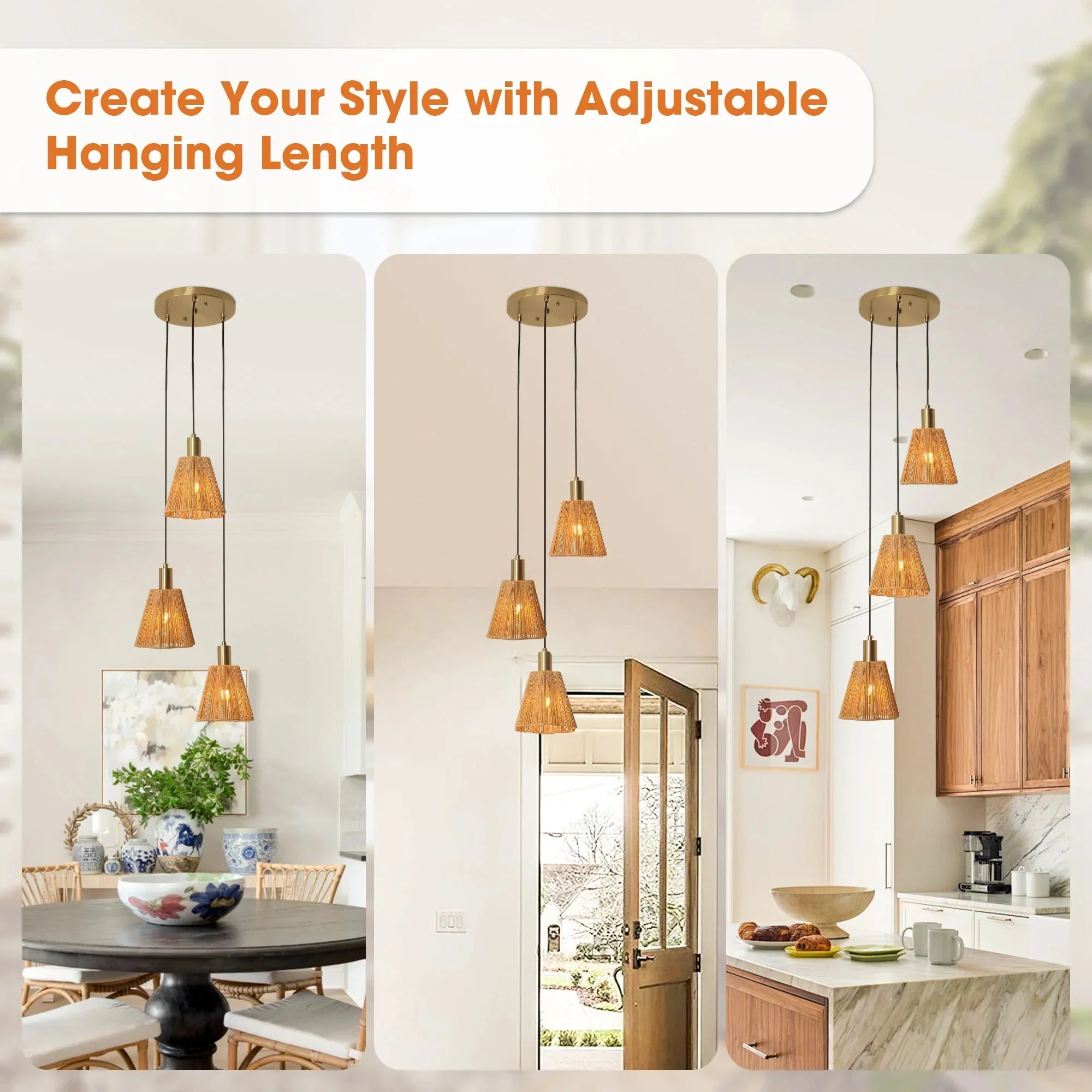 15 Inch Merle 3-Light Island Pendant Light - Image 7
