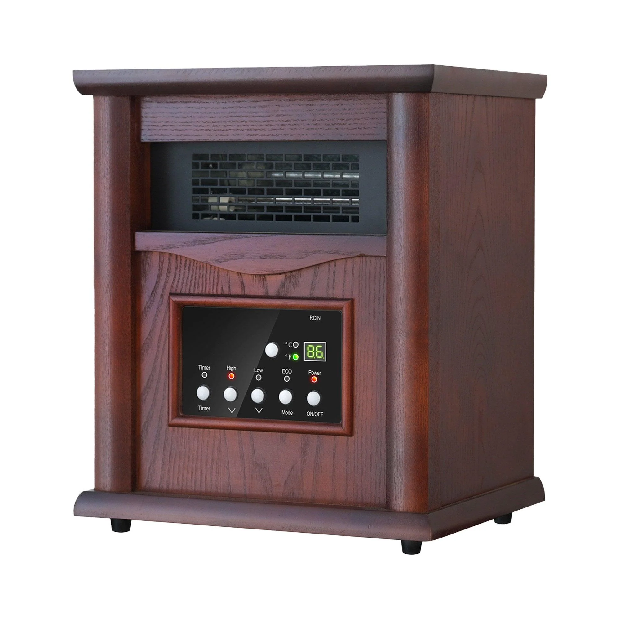 1500-Watt Electric Cabinet 4 Quartz Infrared Heater Wood with LED Digital Screen, Remote Control and Timer - Image 10