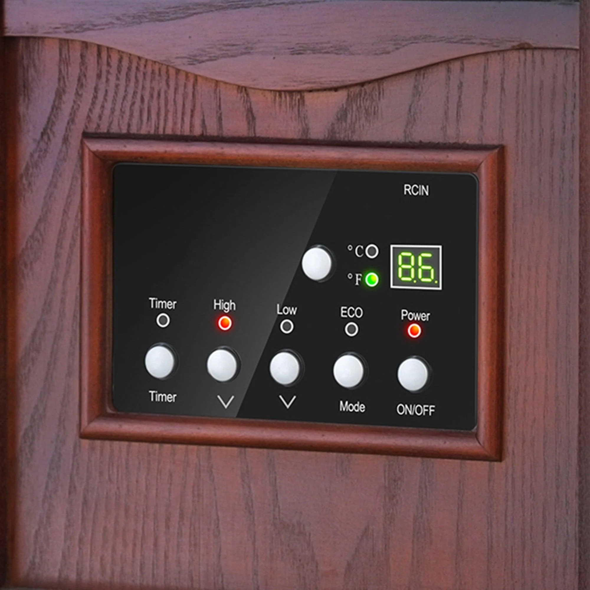 1500-Watt Electric Cabinet 4 Quartz Infrared Heater Wood with LED Digital Screen, Remote Control and Timer - Image 11
