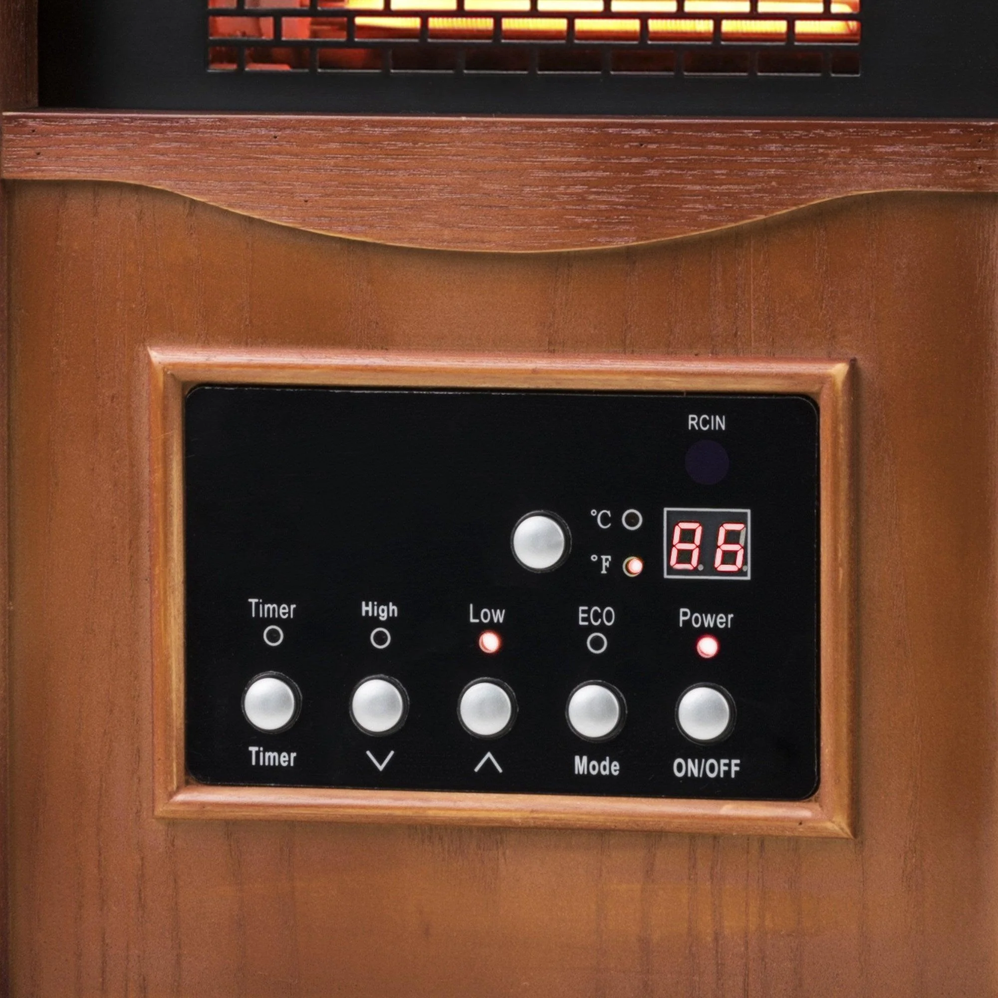 1500-Watt Electric Cabinet 4 Quartz Infrared Heater Wood with LED Digital Screen, Remote Control and Timer - Image 13