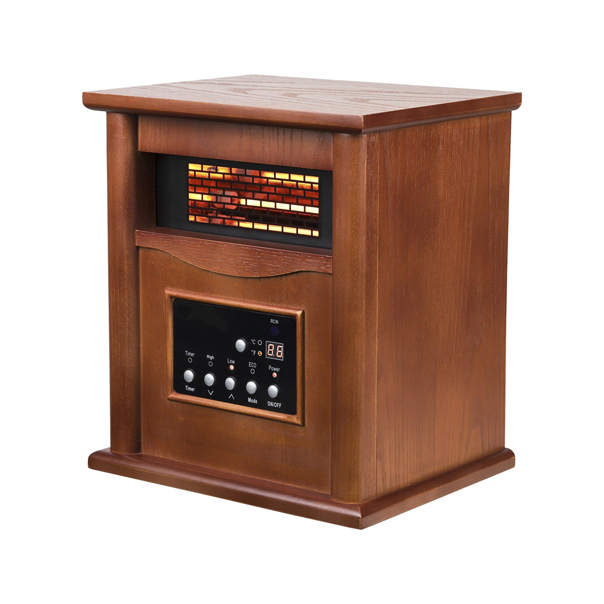 1500-Watt Electric Cabinet 4 Quartz Infrared Heater Wood with LED Digital Screen, Remote Control and Timer - Image 5